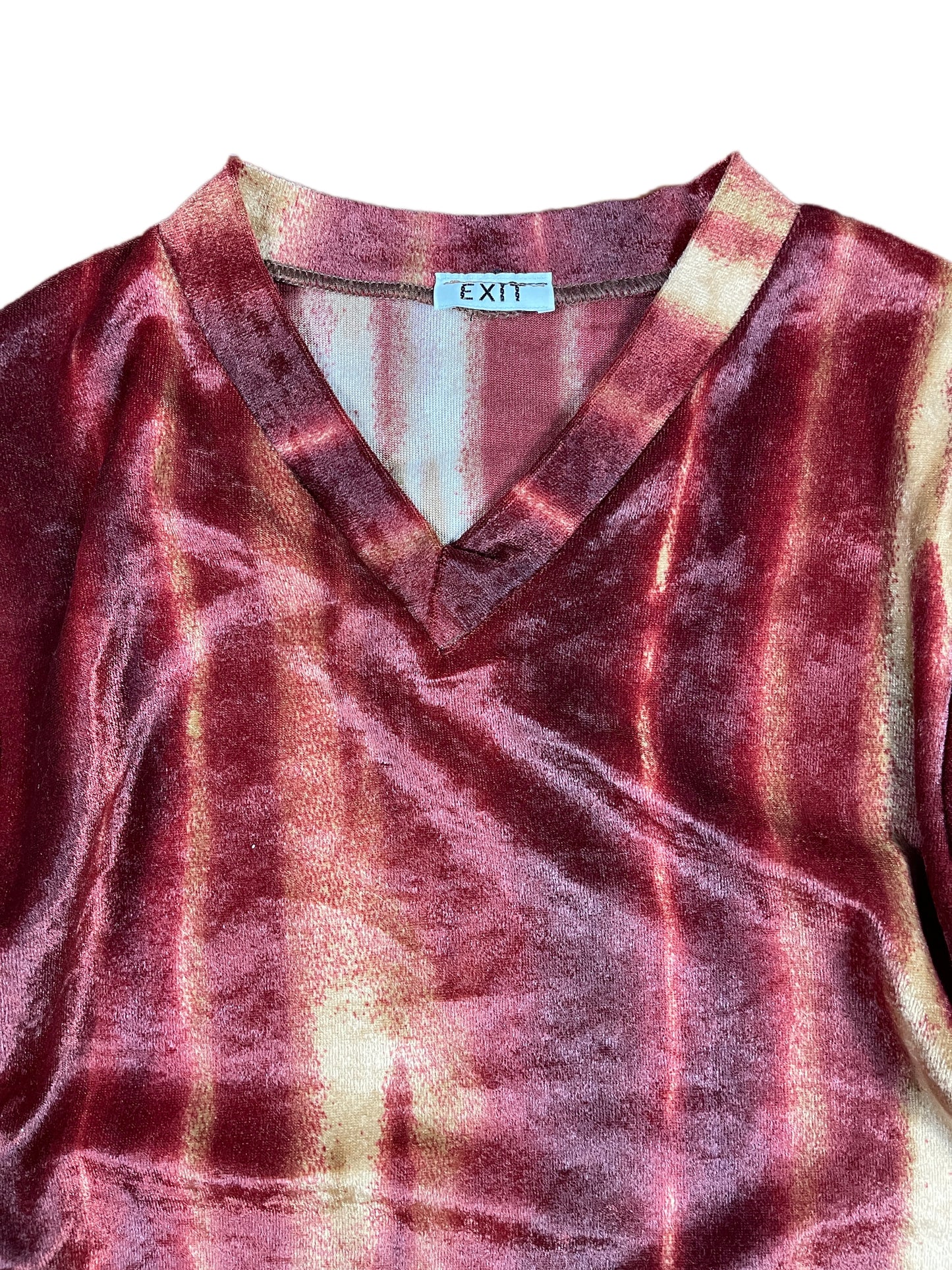 Y2k Exit Long Sleeve Top Red Shades - M