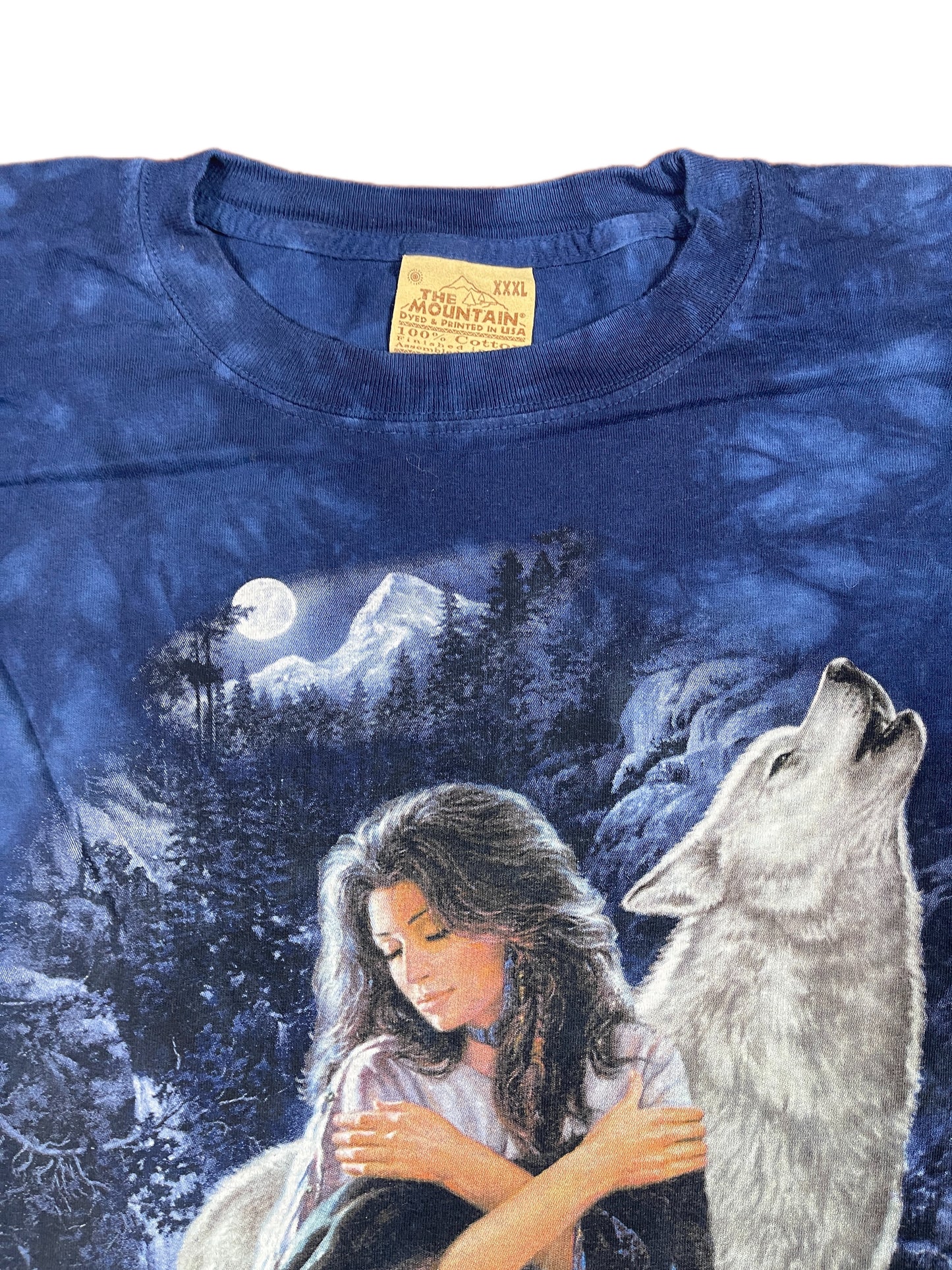Vintage The Mountain 2004 Wolf Tie-Die T-Shirt Blue - XXXL