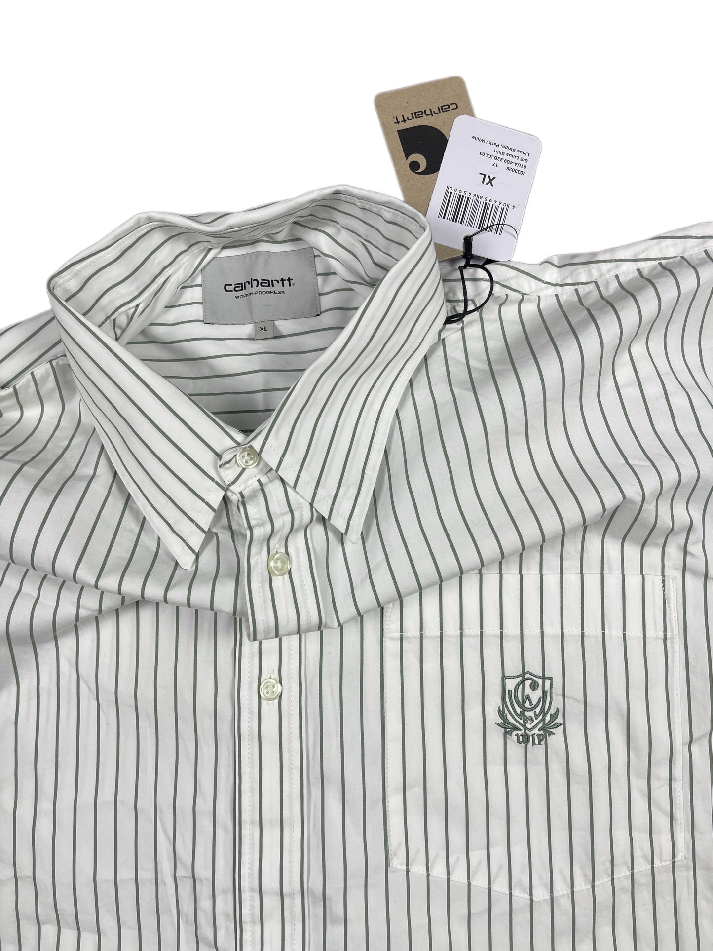 Carhartt Short Sleeve Shirt Striped White Gray - XL