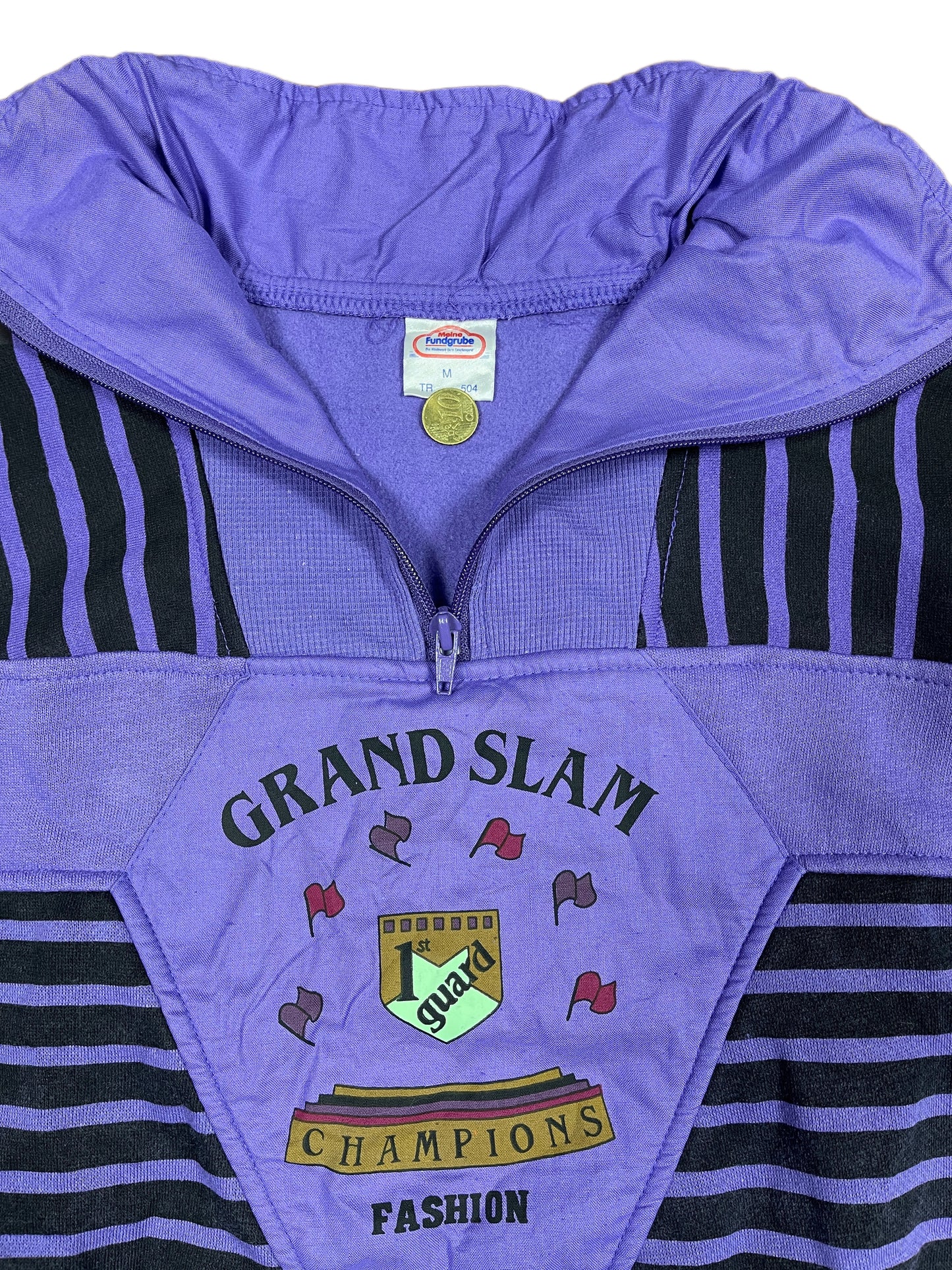 Vintage Zip Sweatshirt Purple Black - M