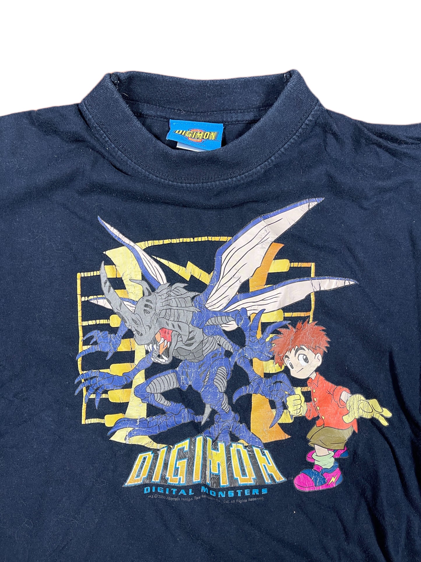 Vintage Digimon 2000 Baby Tee T-Shirt Navy - XS