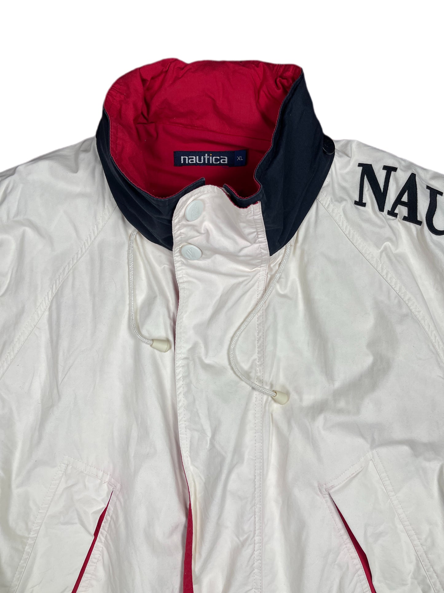 Vintage Nautica Sailing Jacket White Red XL