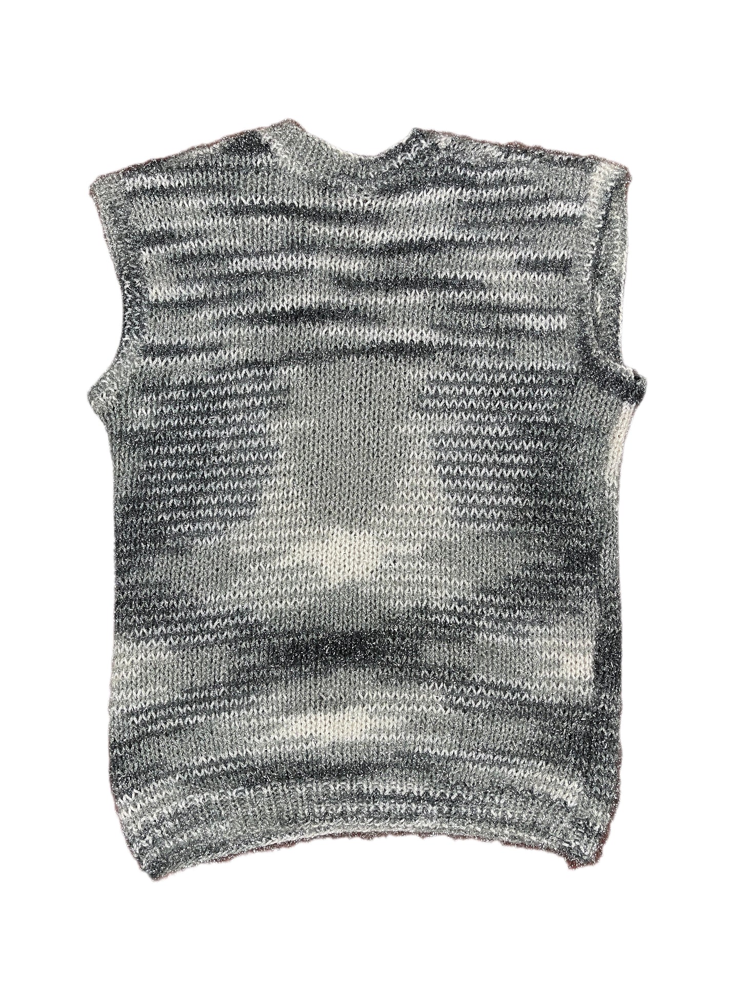 Self Knitted Sleeveless Sweatshirt Gray Silver - XS