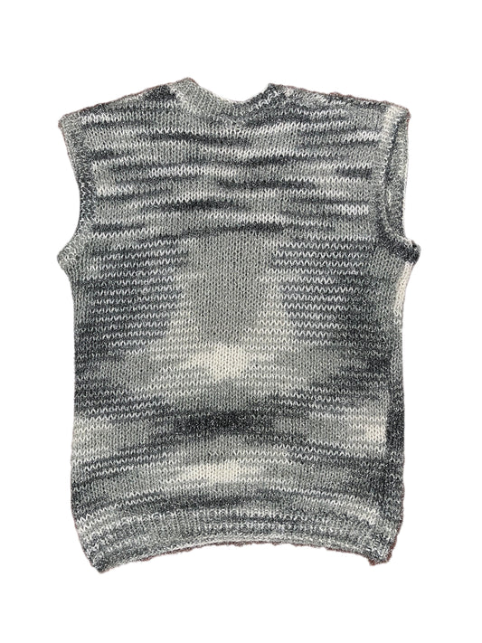 Self Knitted Sleeveless Sweatshirt Gray Silver - XS