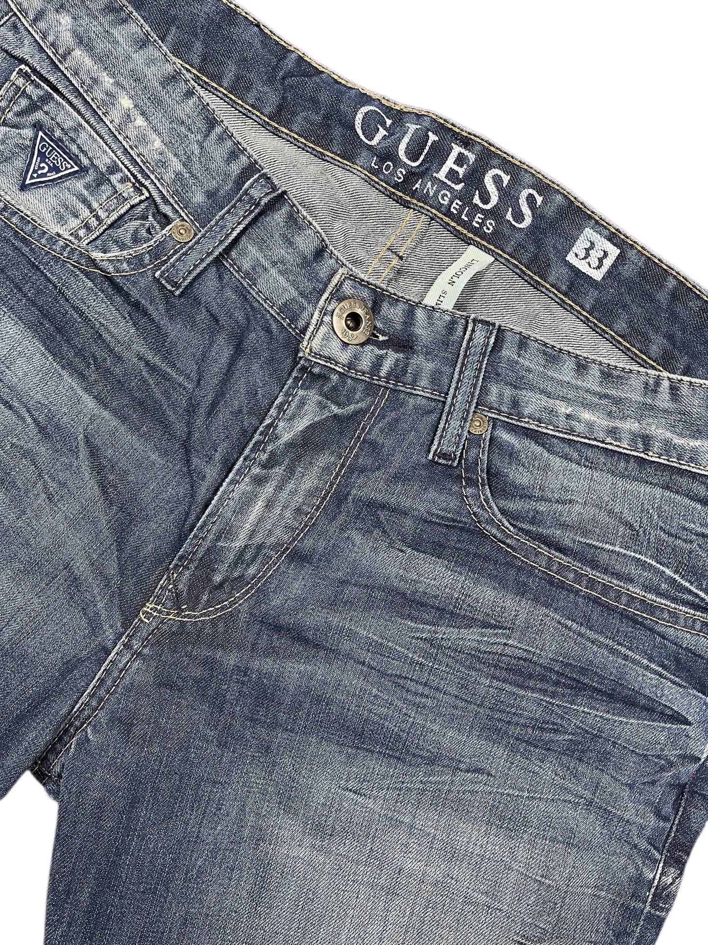 Y2k Guess Straight Denim Pants Blue - M/L
