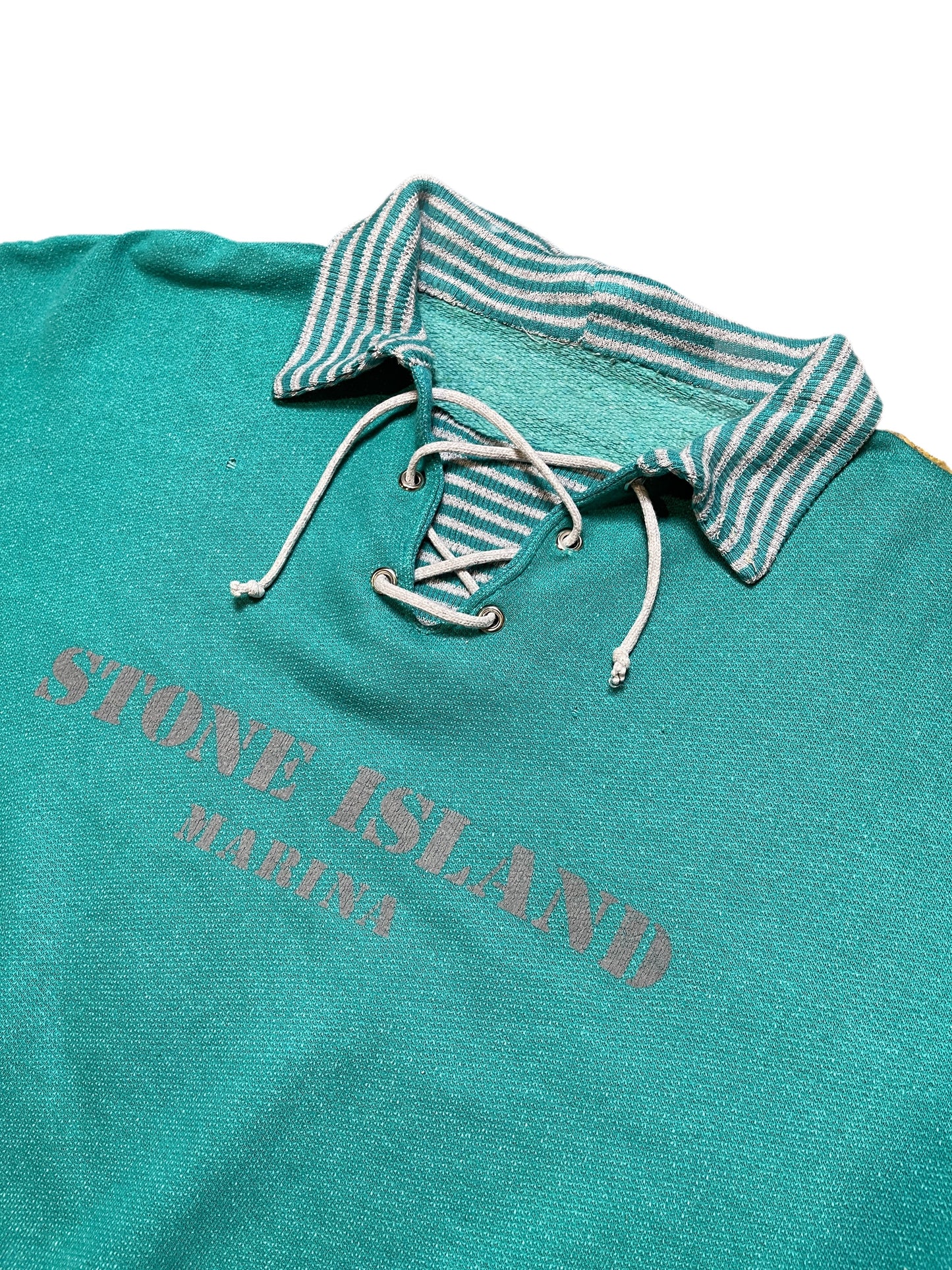 Vintage Stone Island Marina Turquoise Gray Sweatshirt 1980s | M