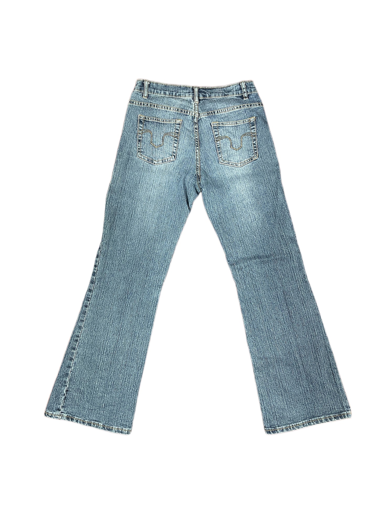 Y2k Colours of the World Denim Flared Jeans Pants Blue - S