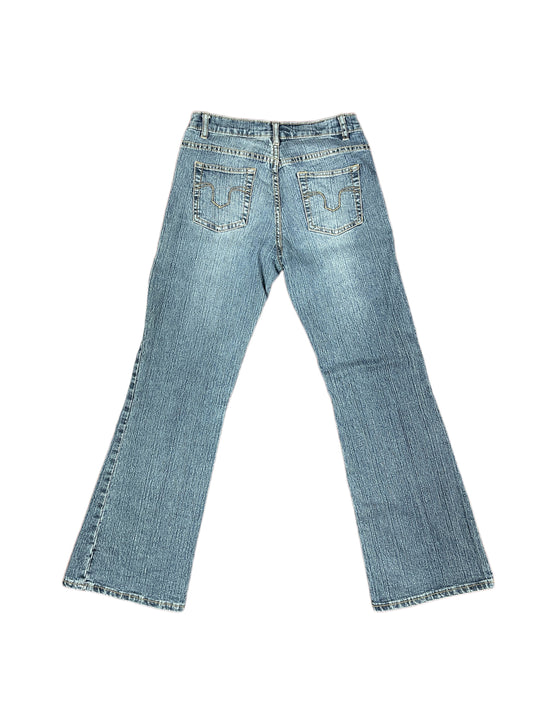 Y2k Colours of the World Denim Flared Jeans Pants Blue - S