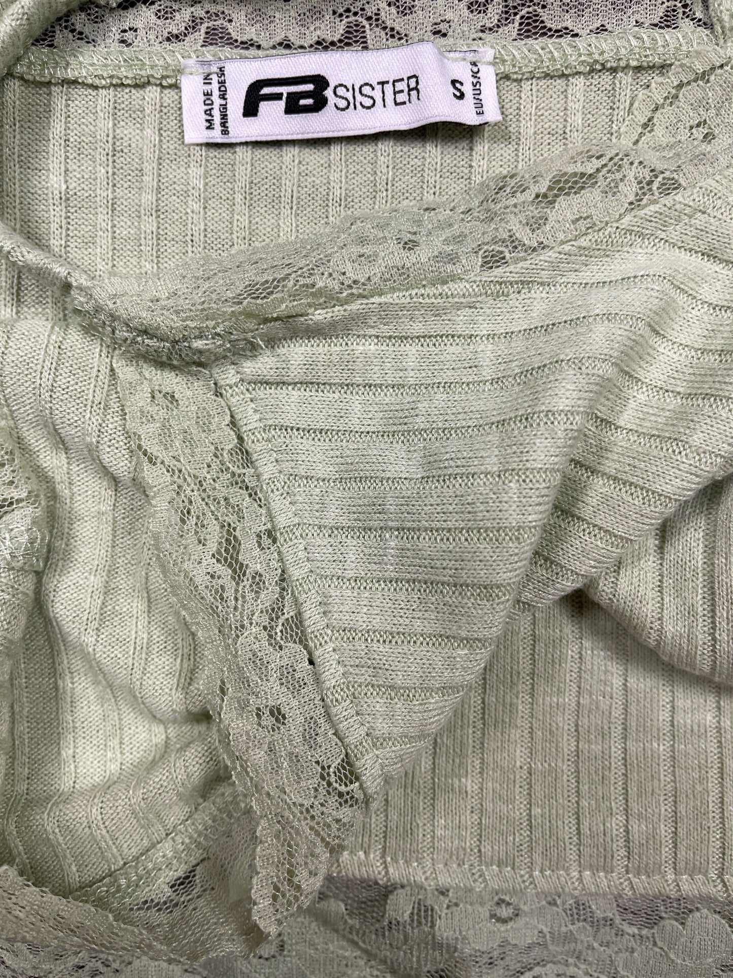 FB Sister Top Green Polyester Blend S