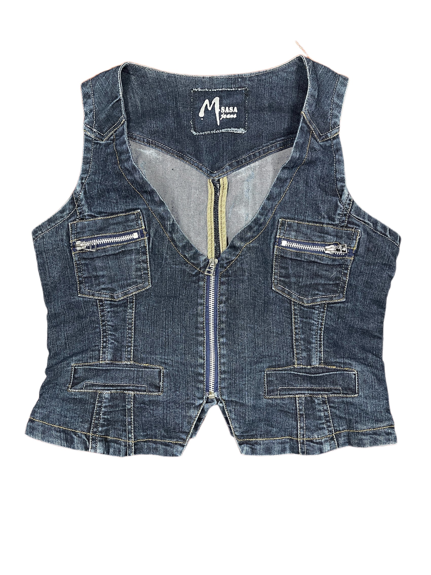 Y2k Msasa Jeans Denim Vest Blue - M/L
