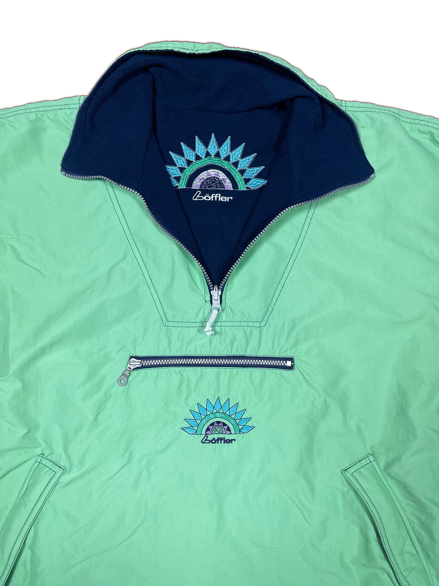 Vintage Löffler Reversible Fleece Green Navy - XL/XXL