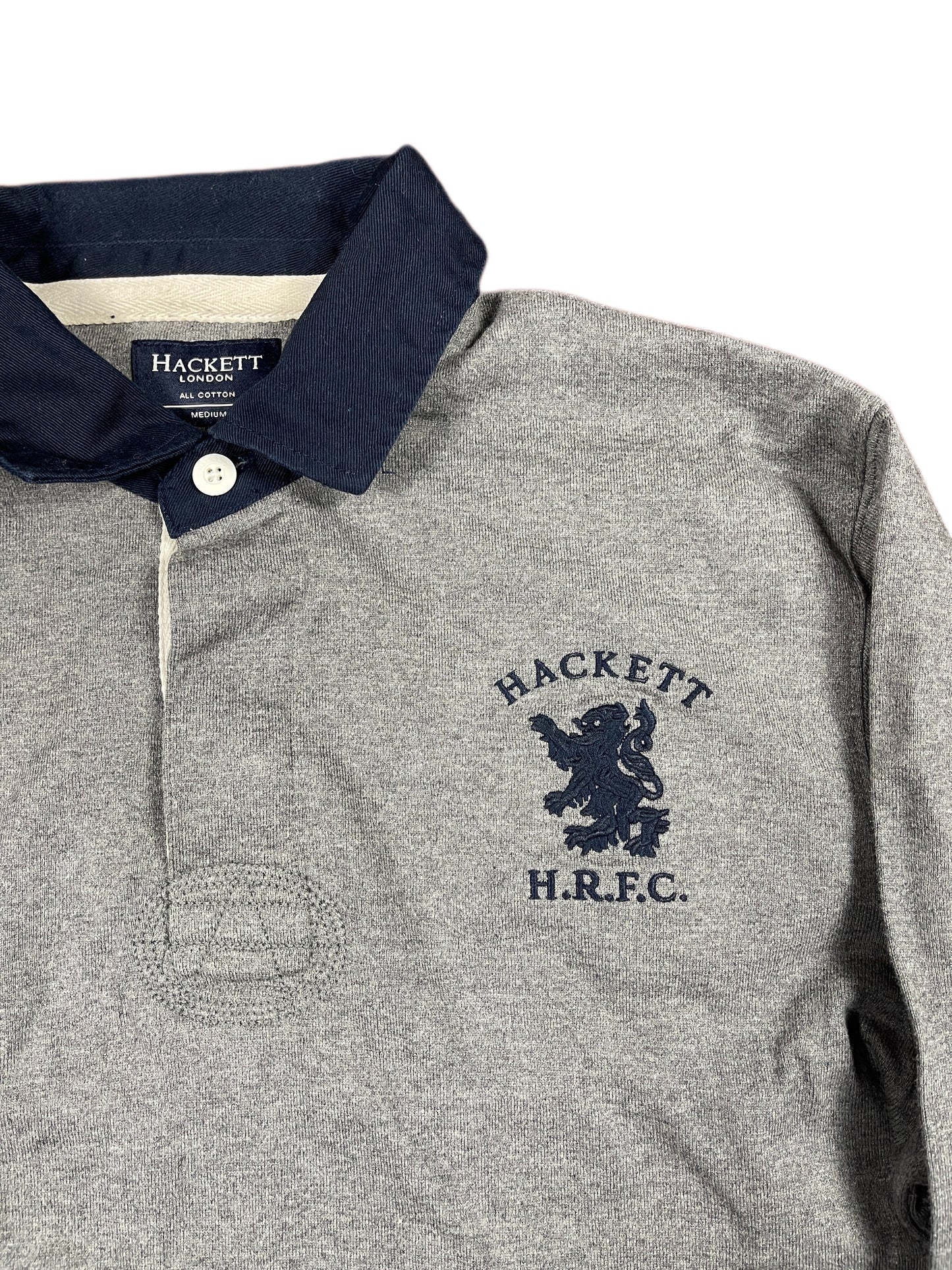 Y2k Hackett Rugby Long Sleeve Polo Shirt Gray - M