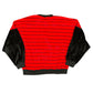 Vintage 1980s Velur Sweatshirt Red Black - XL