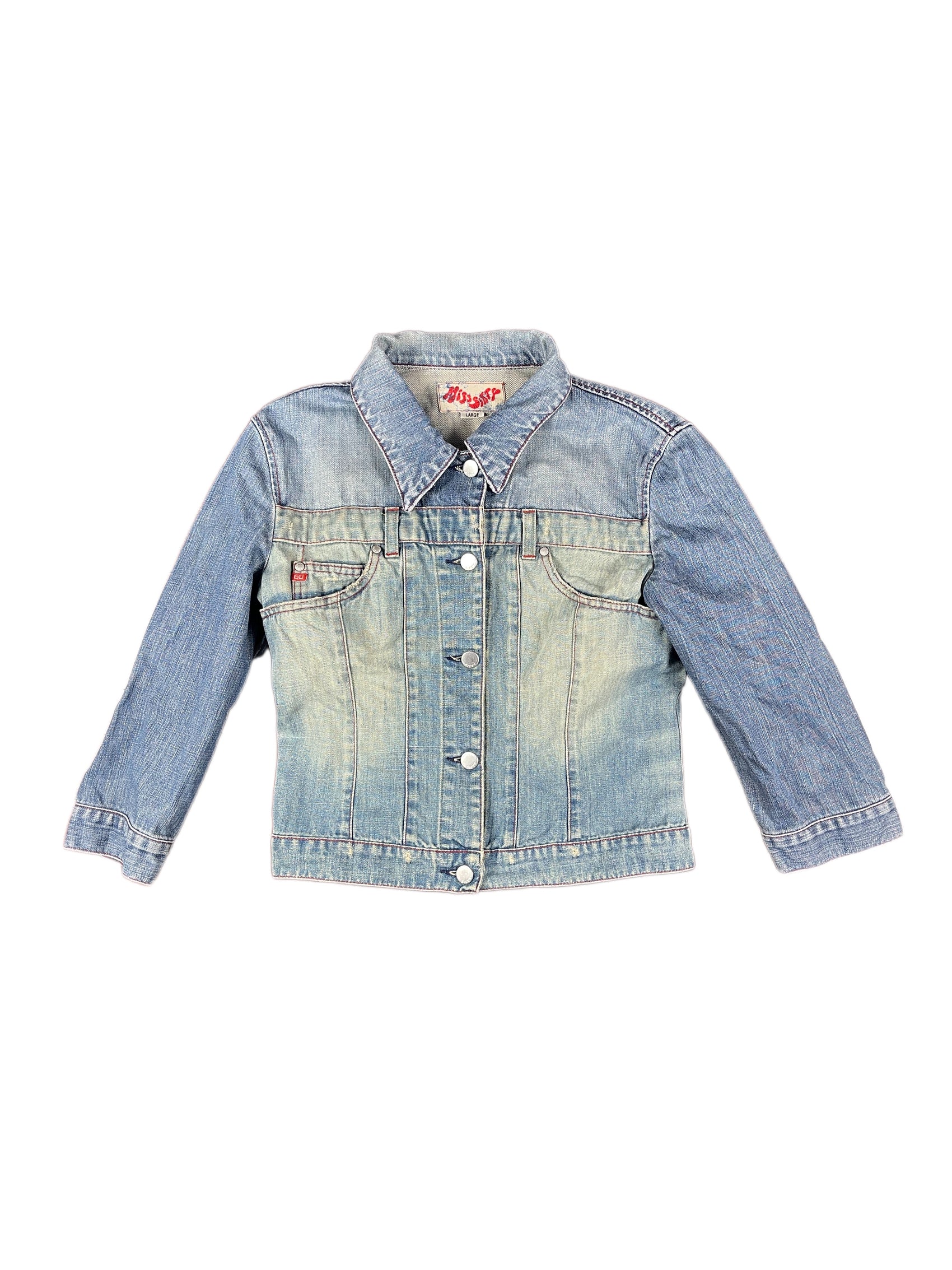 Y2k Miss Sixty Denim Jacket Phantom Pocket Blue - L