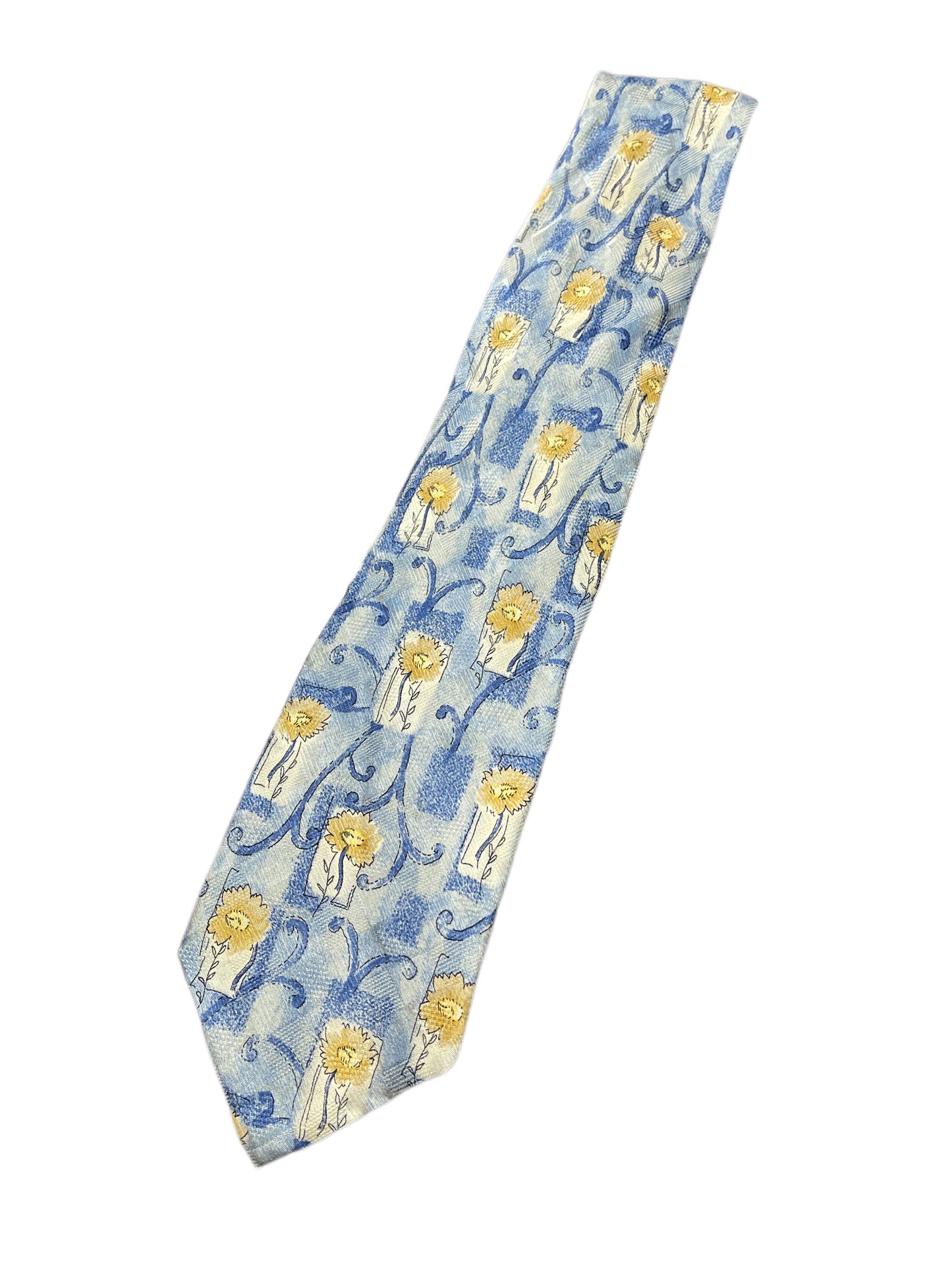 Vintage C&A Silk Tie Flowers Blue
