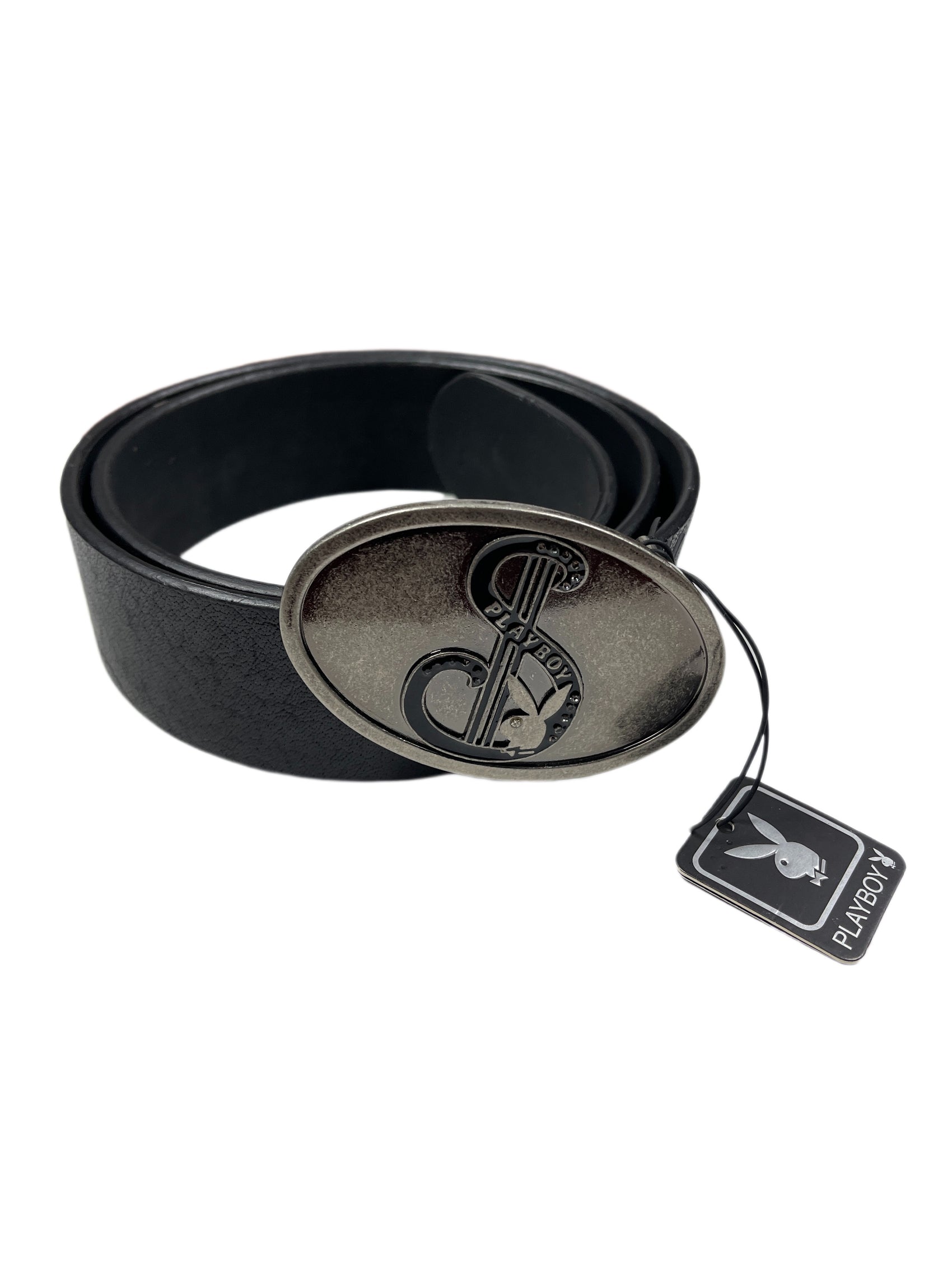 Y2k Playboy Vegan Leather Belt Black 2004
