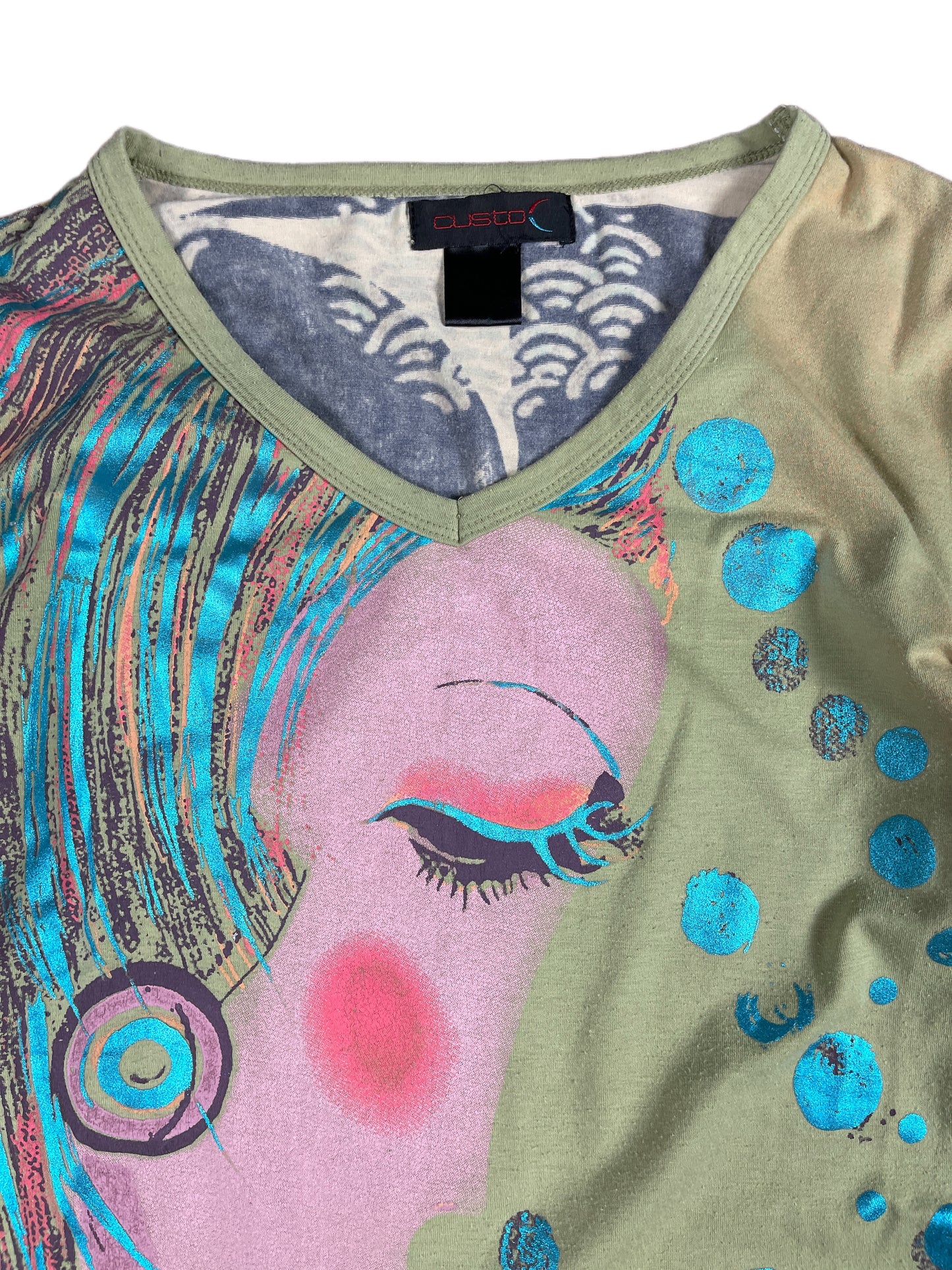 Y2k Custo Barcelona Long Sleeve Top Khaki - M