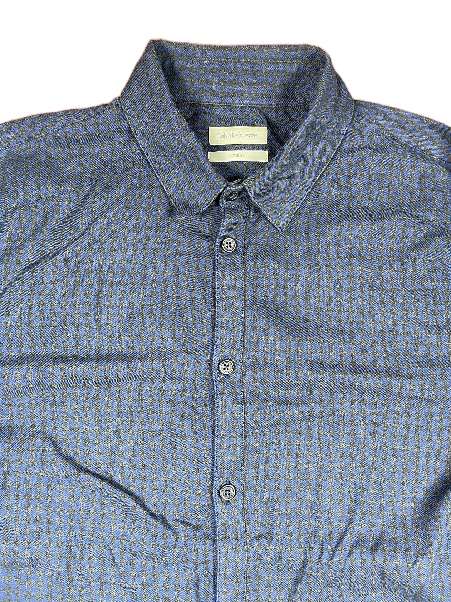 Calvin Klein Jeans Long Sleeve Shirt Checkered Navy - M