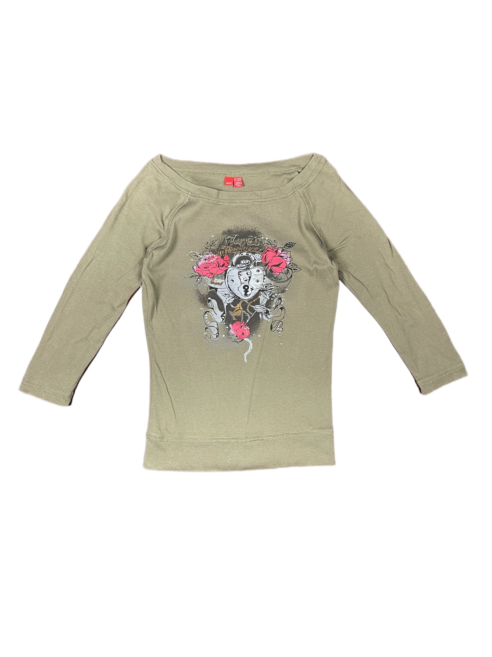 Y2k Esprit Long Sleeve Top Khaki - XS