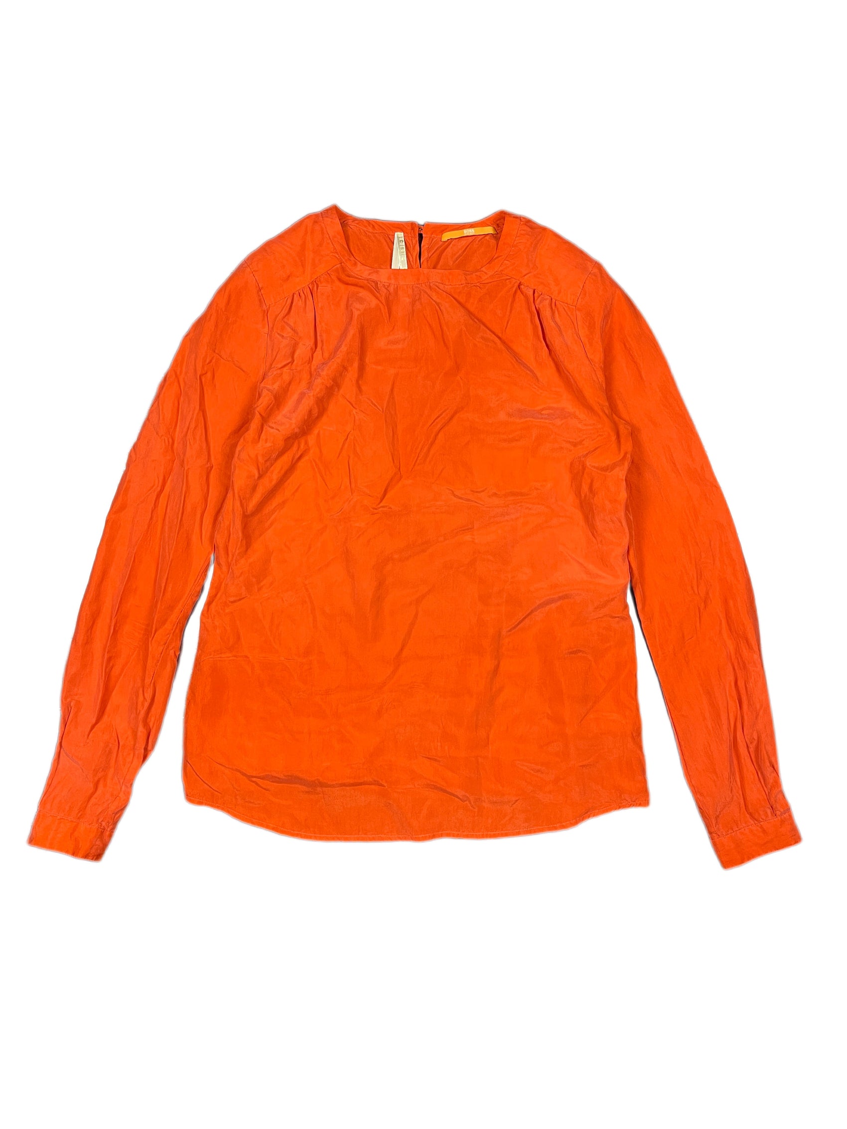 Hugo Boss Silk Long Sleeve Top Orange - M