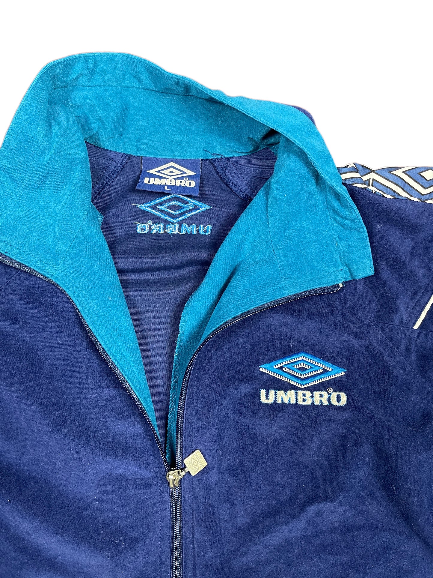 Vintage 1990s Umbro Velur Sport Jacket Blue L