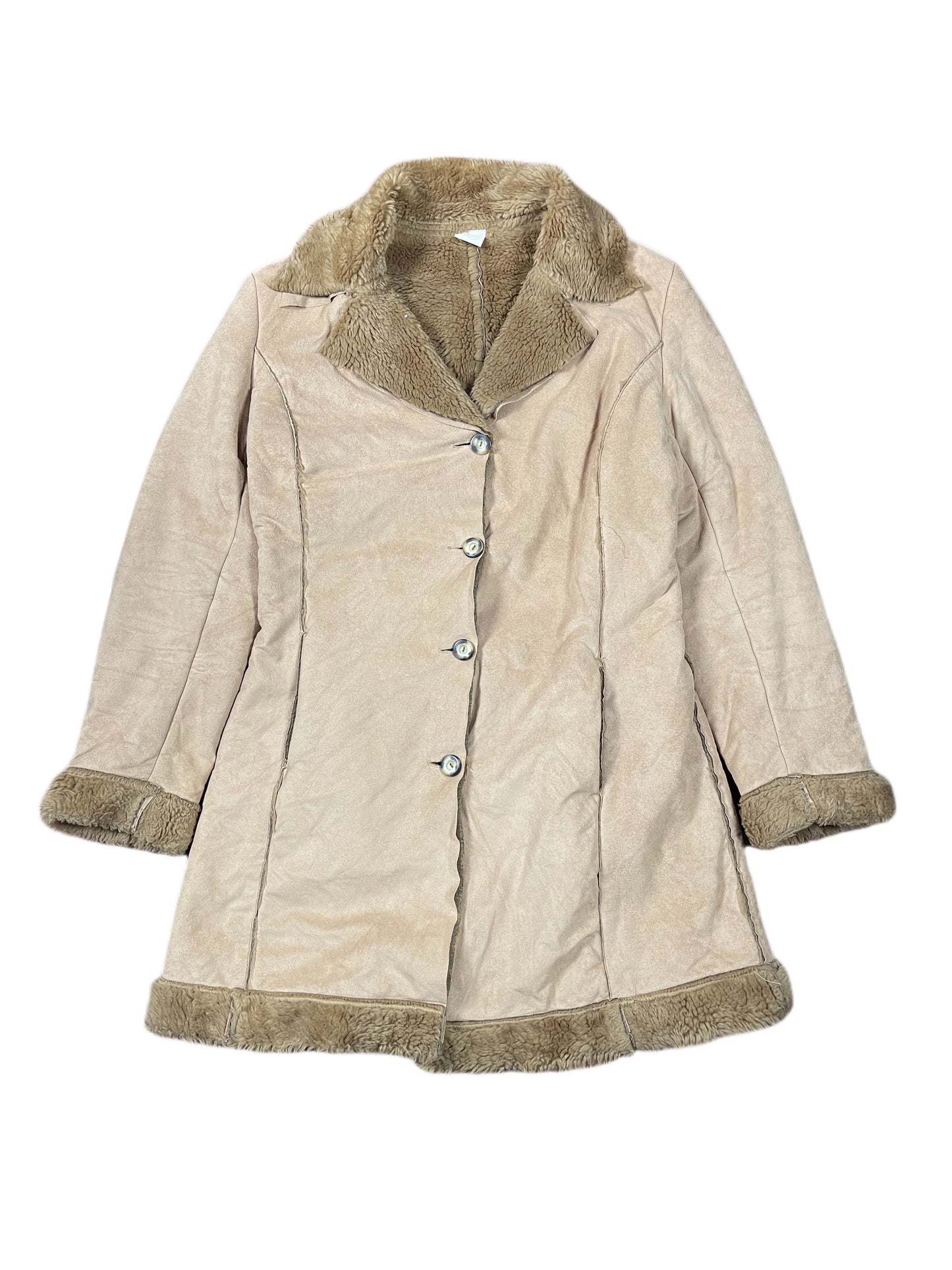 Vintage Faux Fur Coat Beige - M