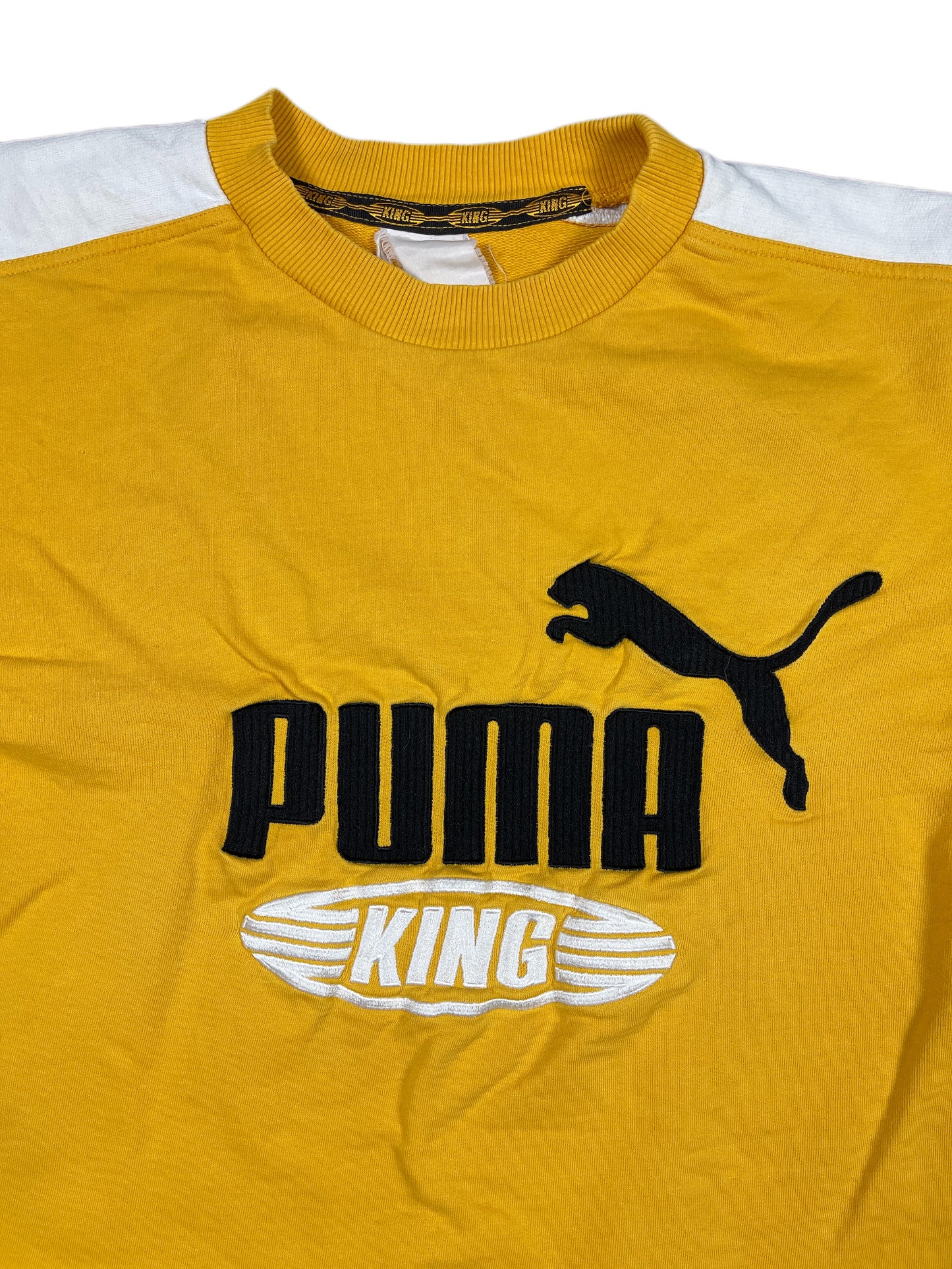 Vintage Puma Cropped Sweatshirt Yellow - XL