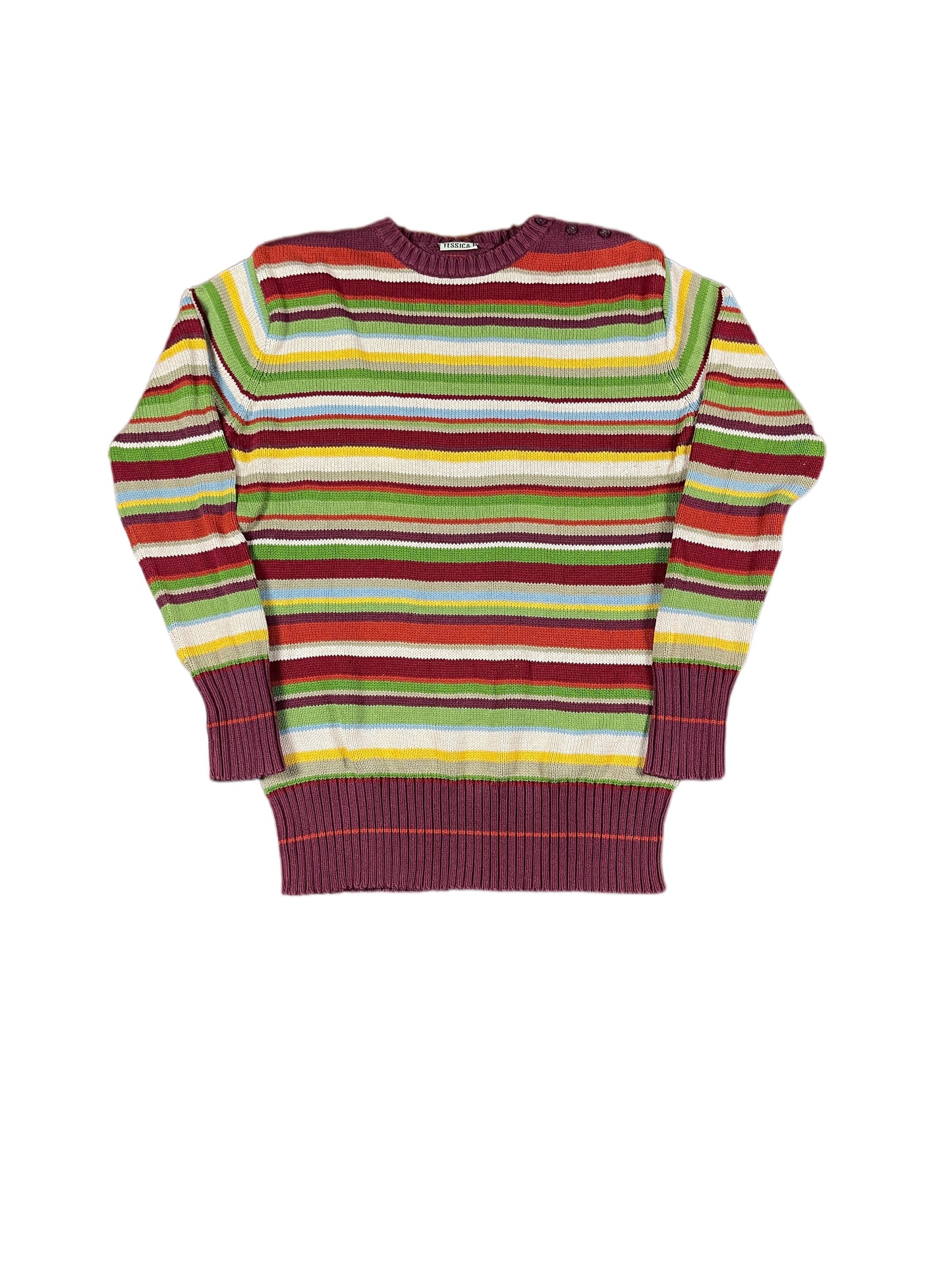 Y2k Yessica Knit Sweatshirt Striped Multicolor - L