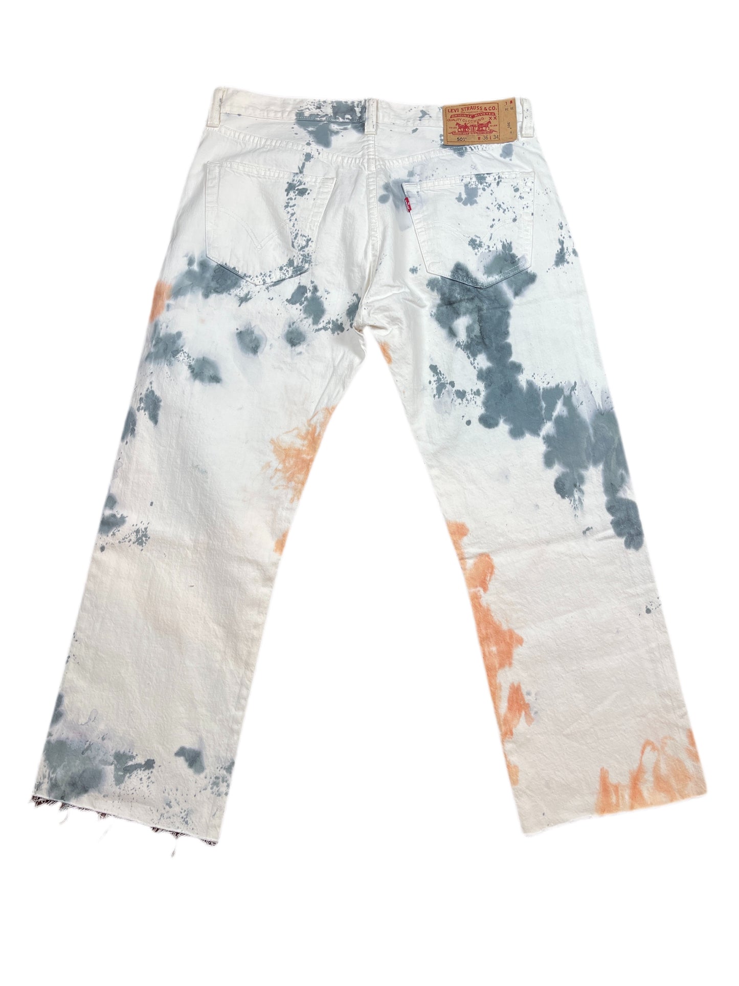 Y2k Levi's 501 UpCycled Denim Pants White Multicolor - XL