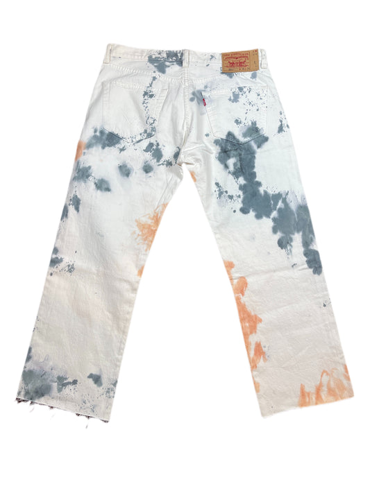 Y2k Levi's 501 UpCycled Denim Pants White Multicolor - XL