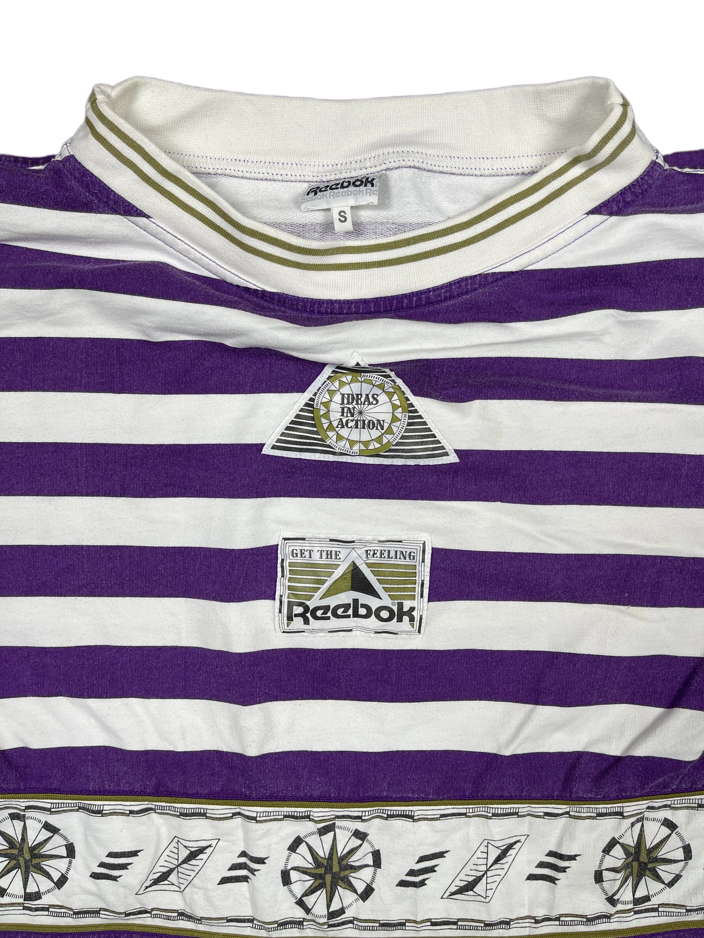 Vintage Reebok Crop T-Shirt White Purple - S