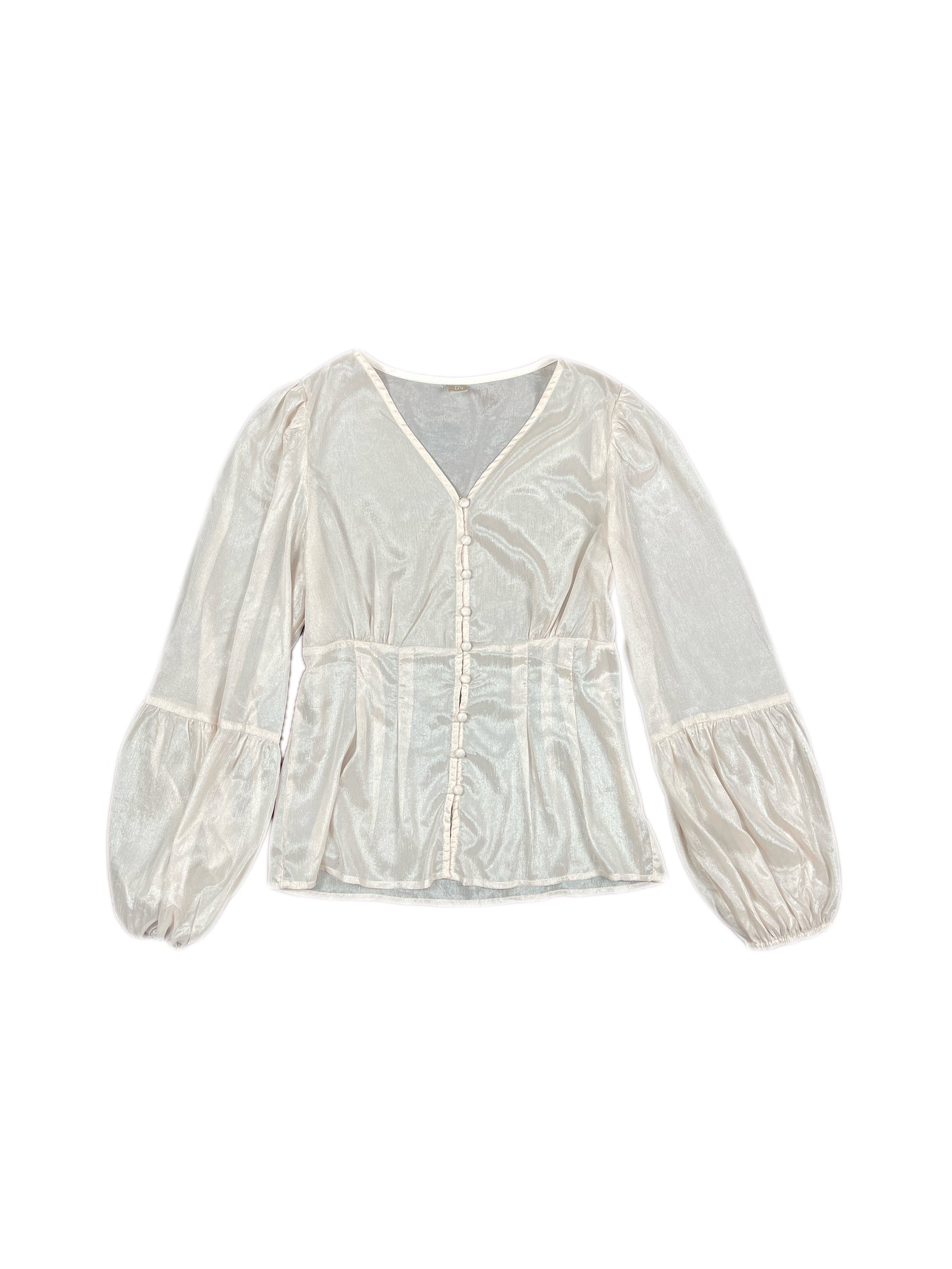 Dazy Less Shiny Long Sleeve Top Perlmut White - M/L