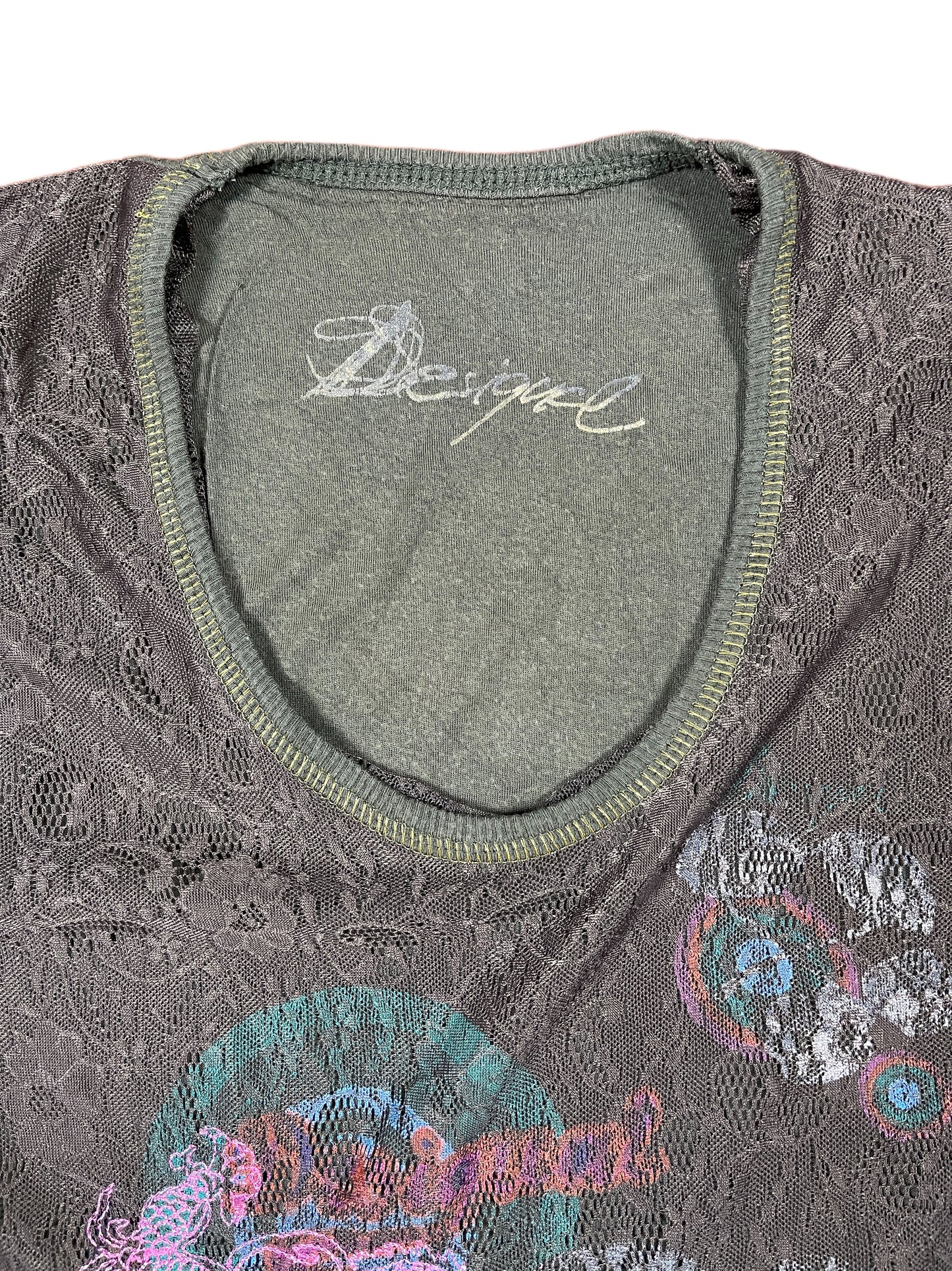 Y2k Desigual Sleeveless Top Khaki - XL