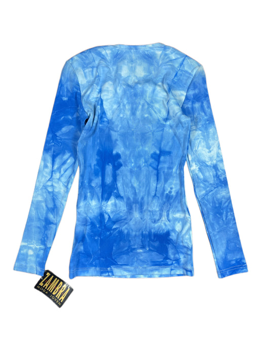 Y2k Zambra Long Sleeve Top Blue White - M