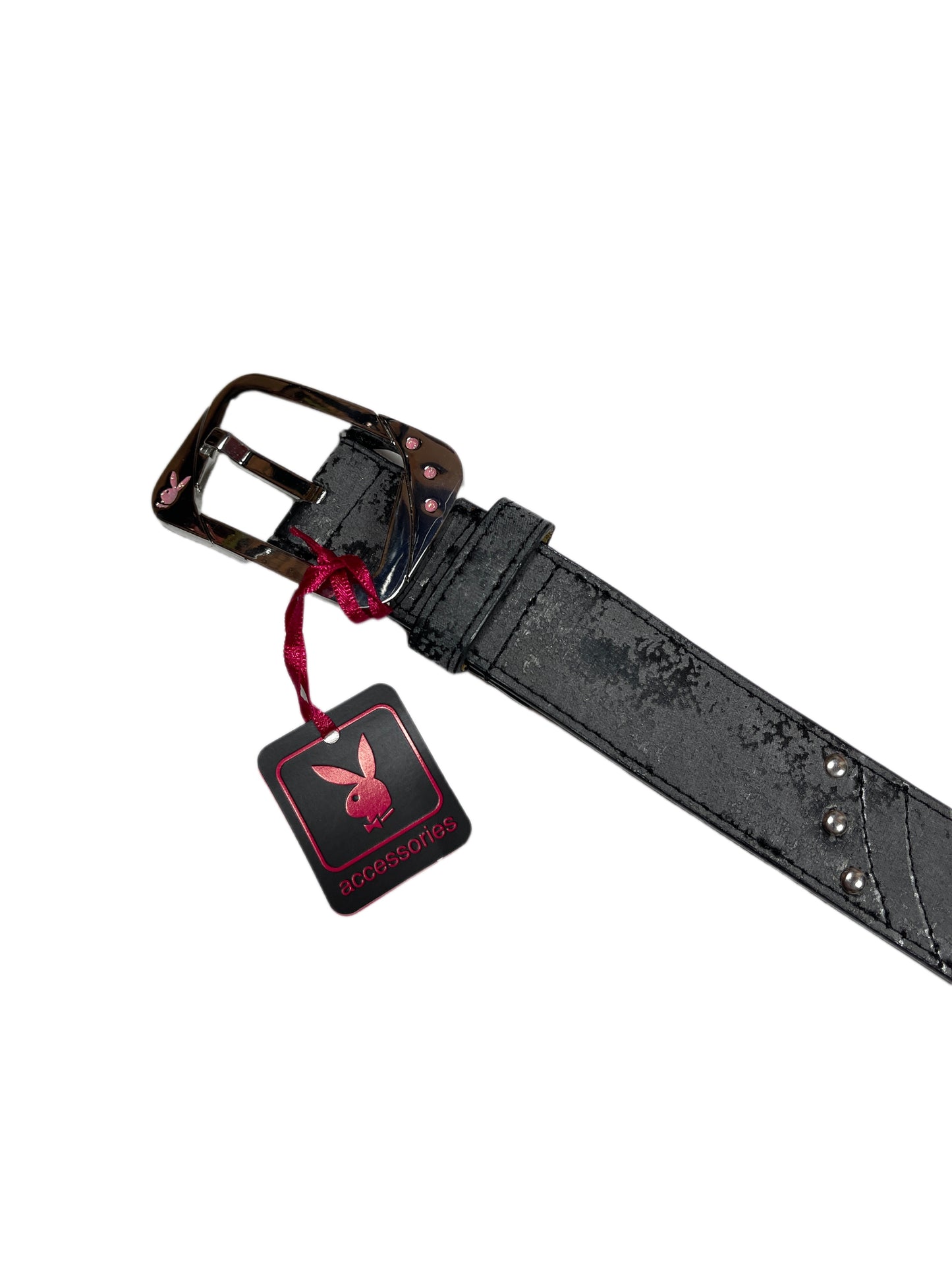 Y2k Playboy Belt Black Gray 2004