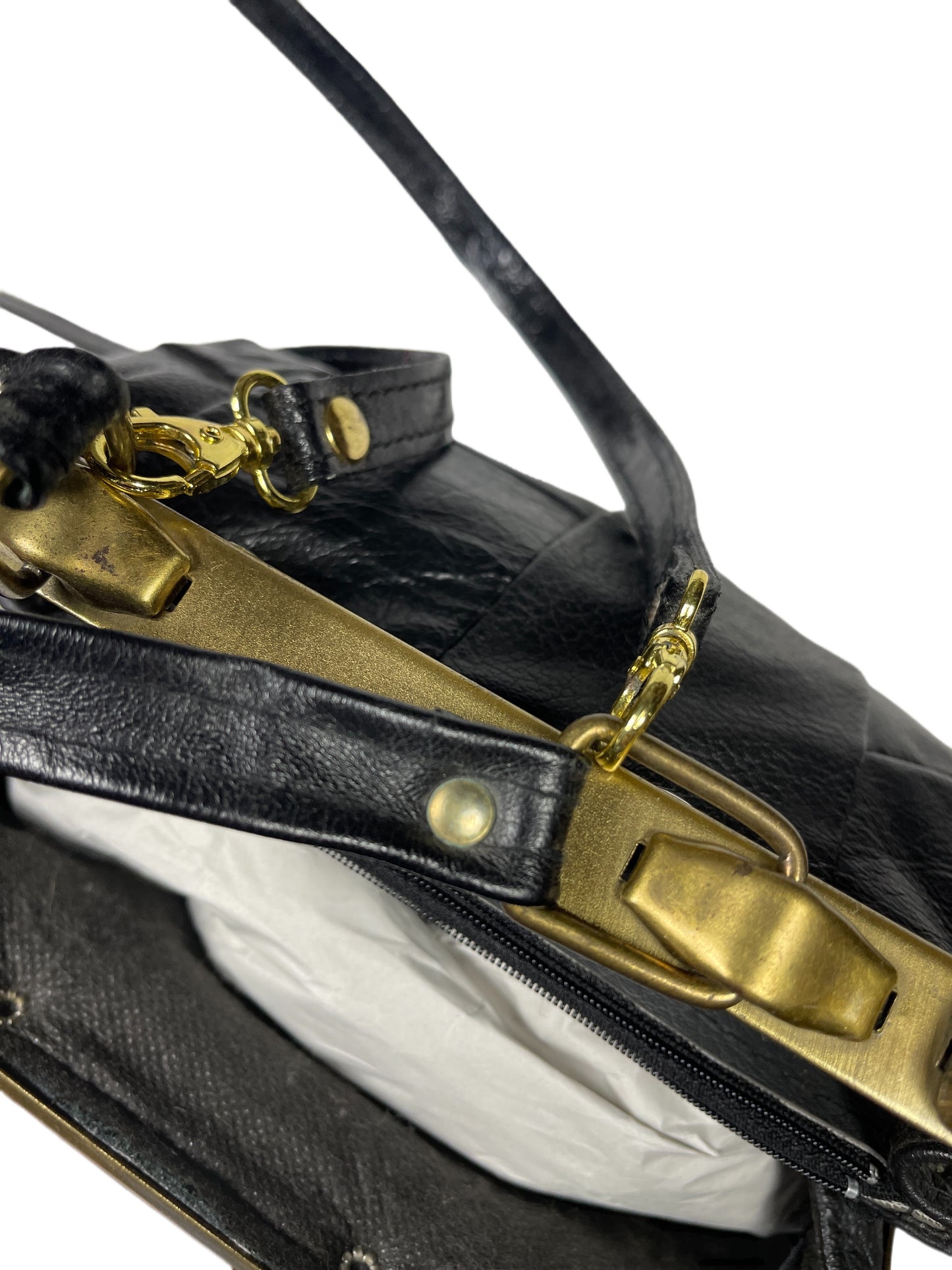 Vintage 70s Leather Shoulder Bag Black