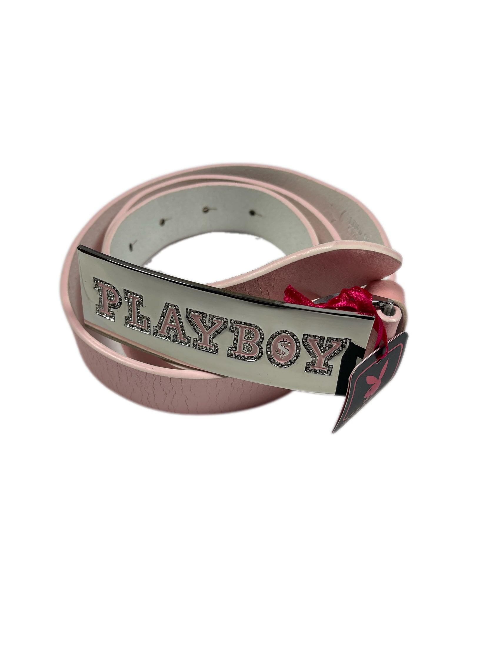 Y2k Playboy Leather Belt Pink Rose 2004