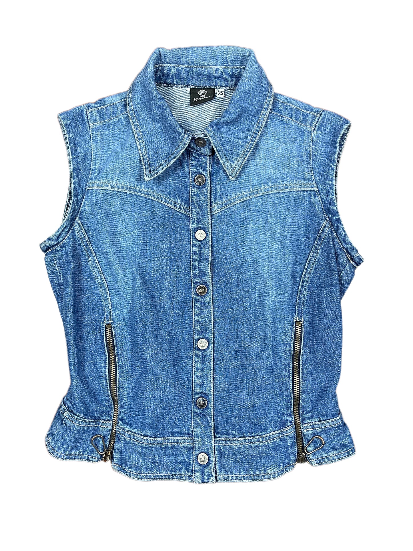 Y2k Versace Jeans Denim Vest Blue - XS