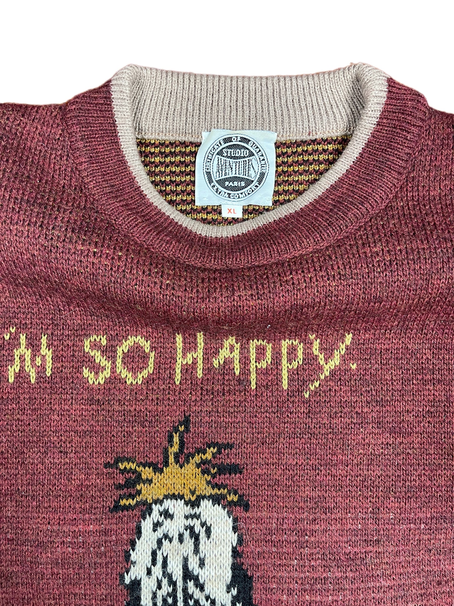 Vintage Droopy Studio Aventures Chunky Knitted Sweatshirt Red - XL