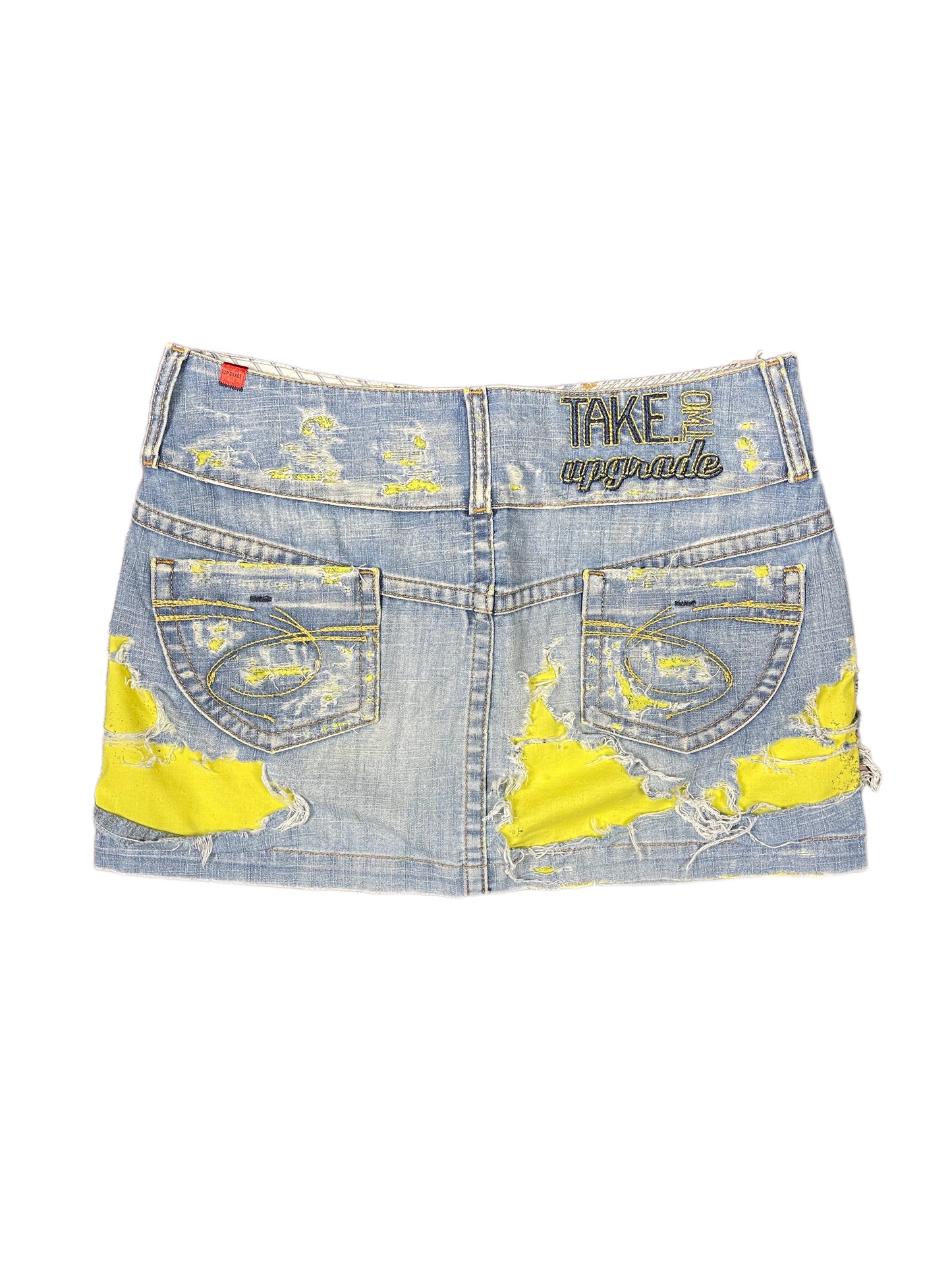 Y2k Take Two Denim Skirt Blue Yellow - S/M