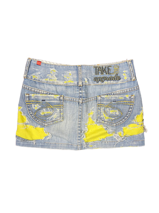Y2k Take Two Denim Skirt Blue Yellow - S/M