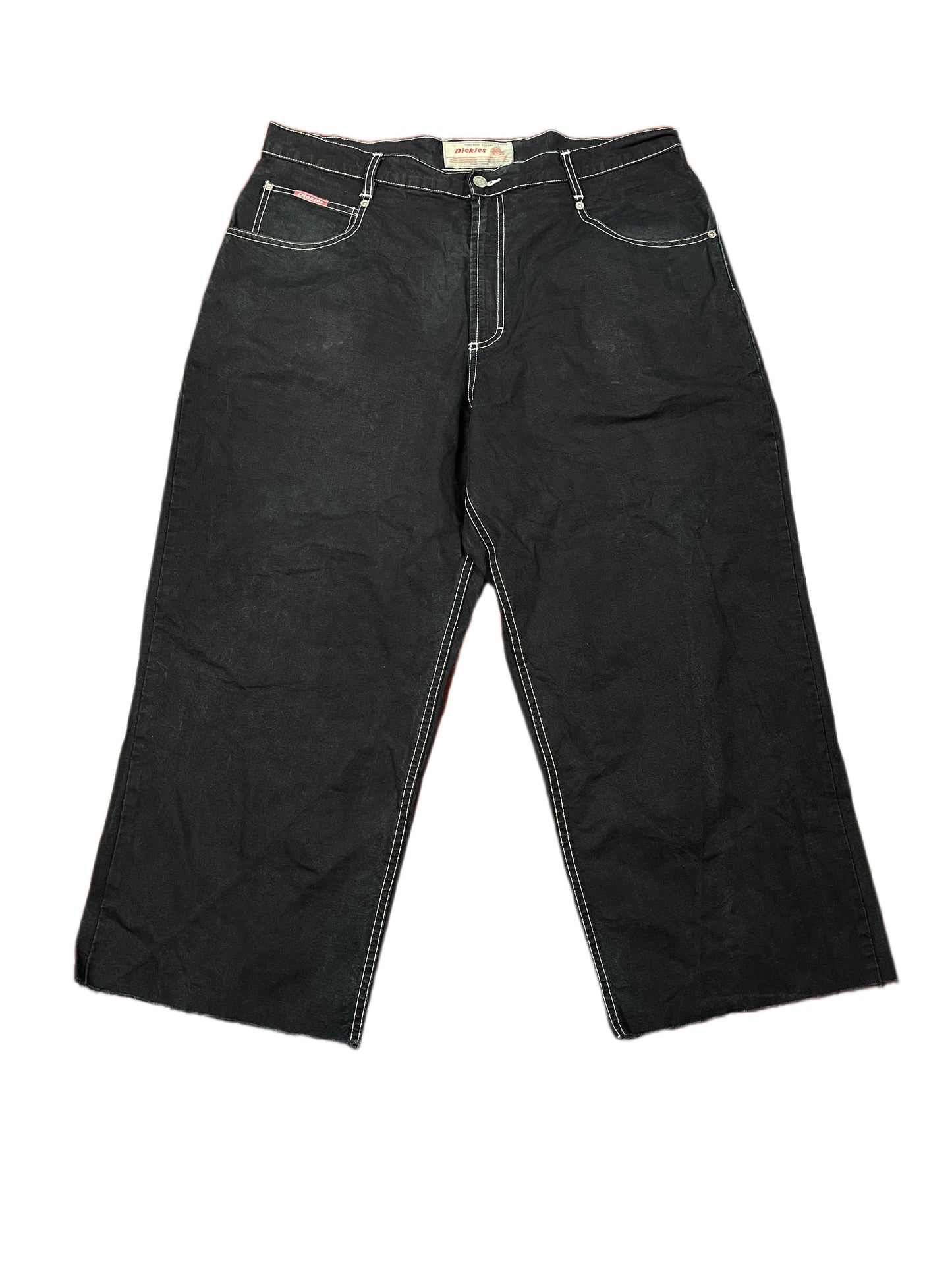 Y2k Dickies Cropped Denim Pants Hip Hop Black - XXL