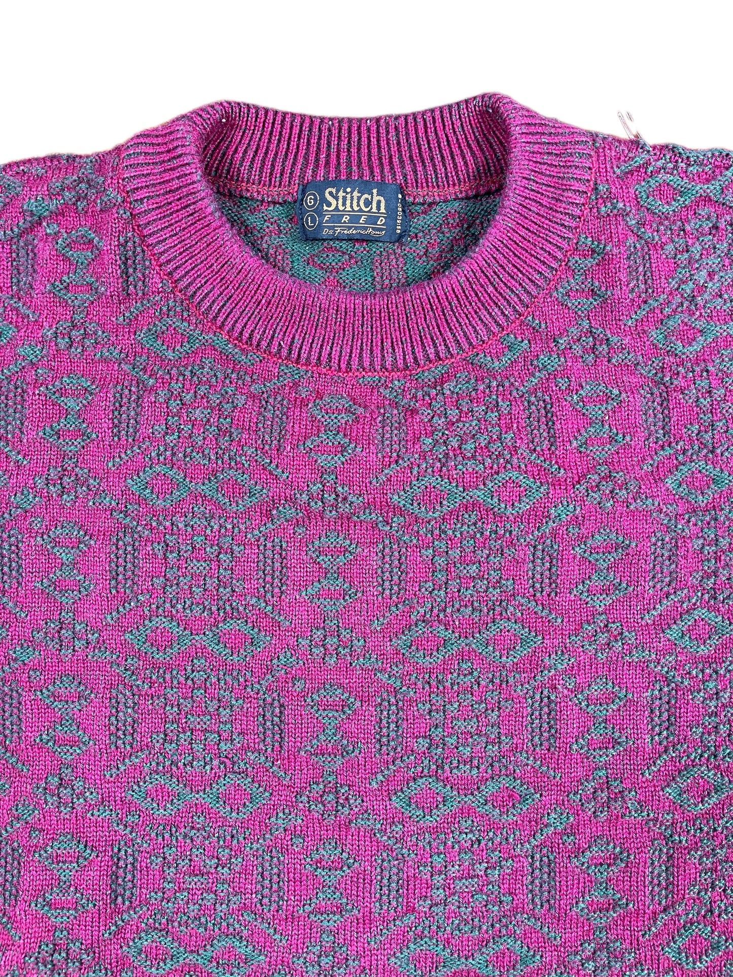 Vintage Stitch Fred Chunky Knitted Sweatshirt Red Green - L