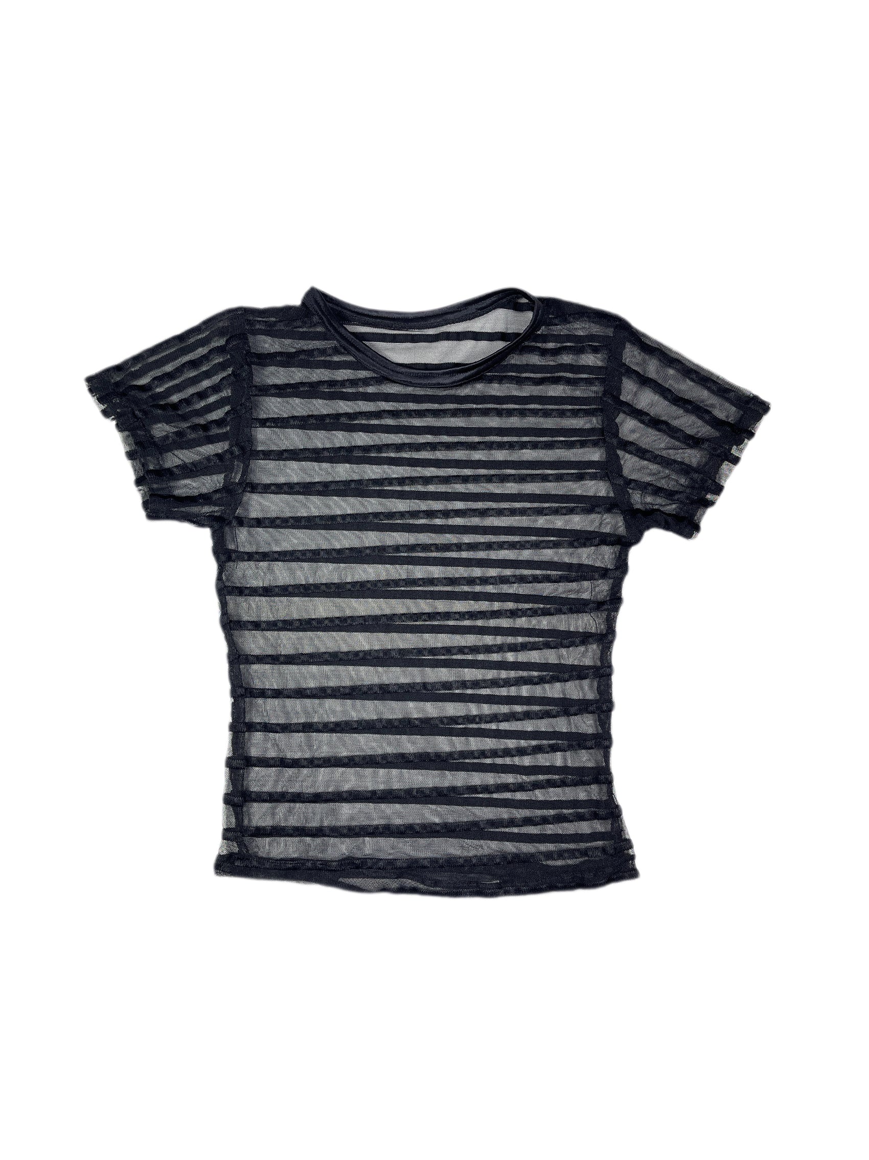 Y2k See Through Short Sleeve Top Black - XS/S