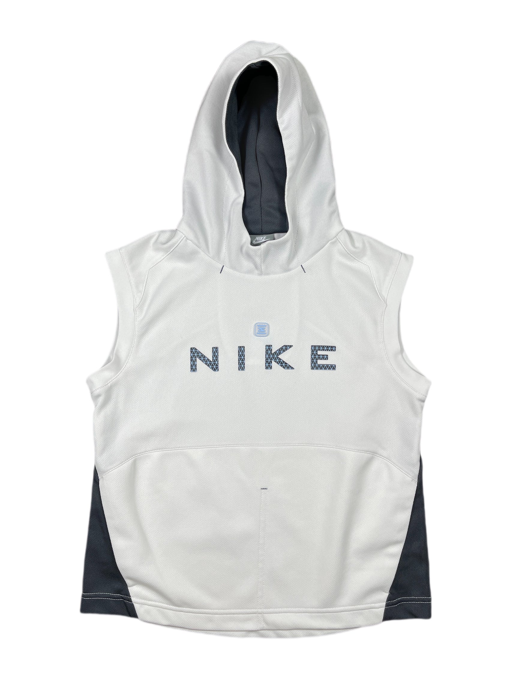 Y2k Nike Shox Sleeveless Sport Hoodie White Blue - XS