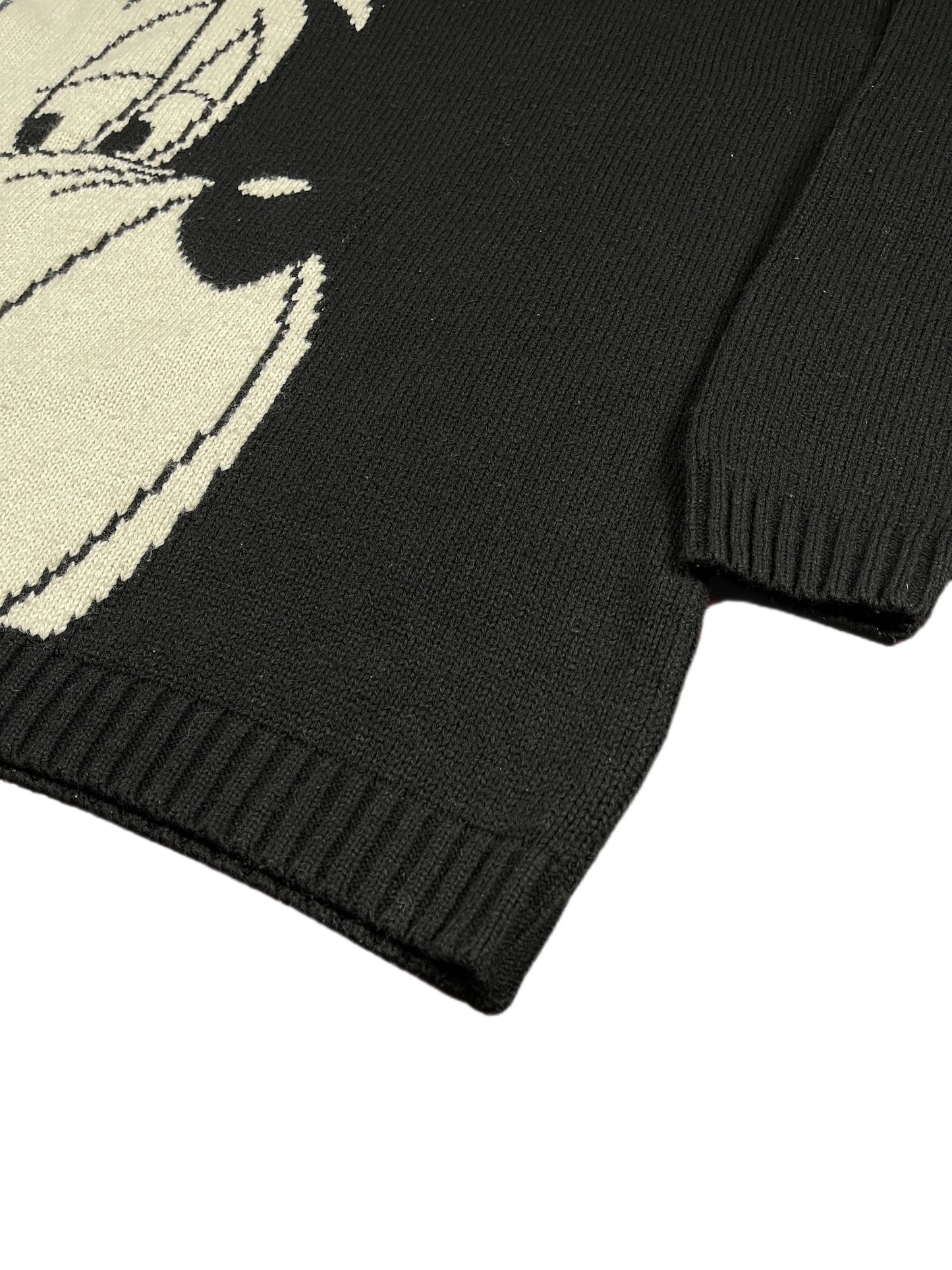 Vintage Droopy 1999 Studio Aventures Chunky Knitted Sweatshirt Black White - M