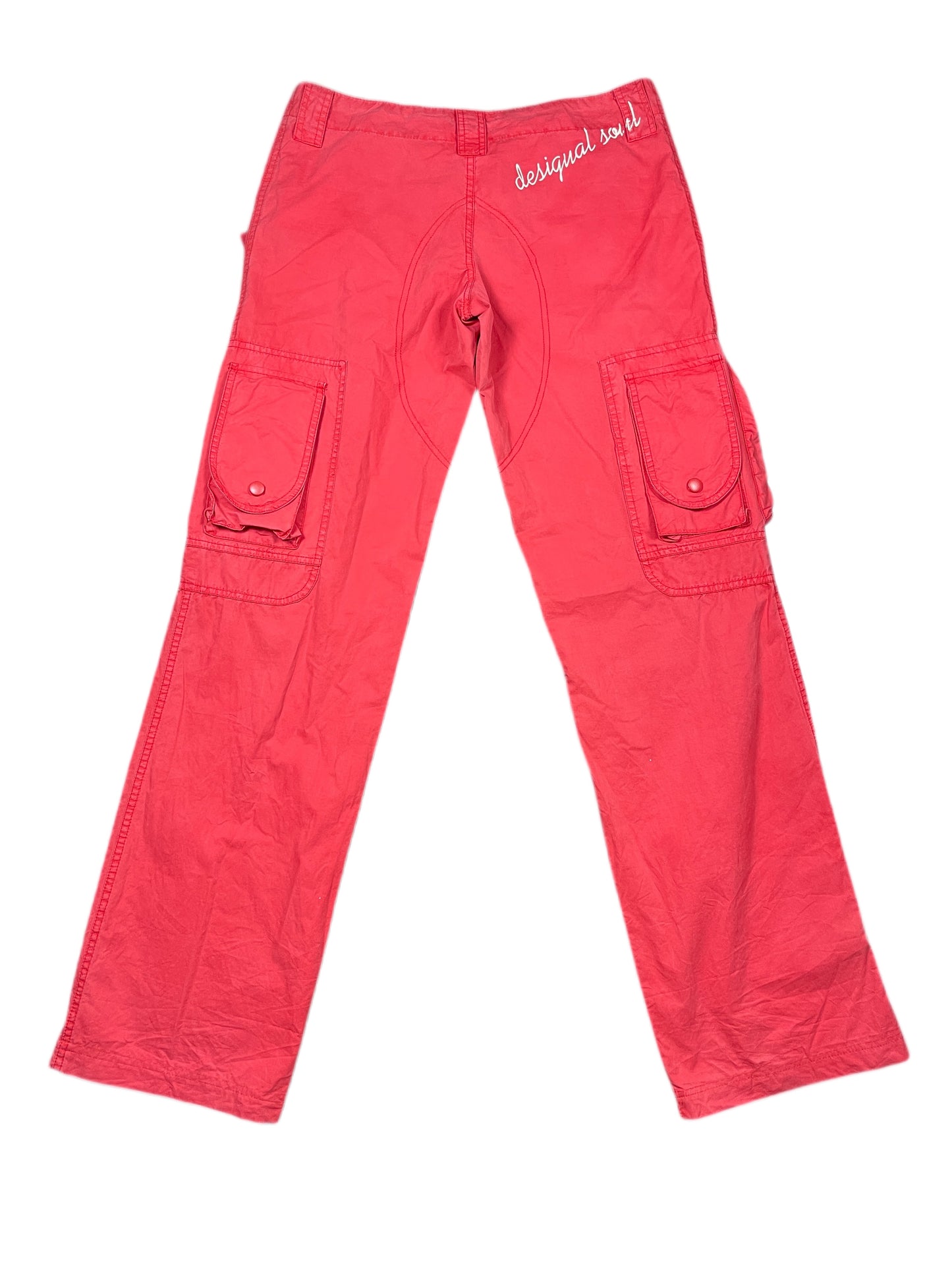 Y2k Desigual Low Waist Cargo Pants Red - M