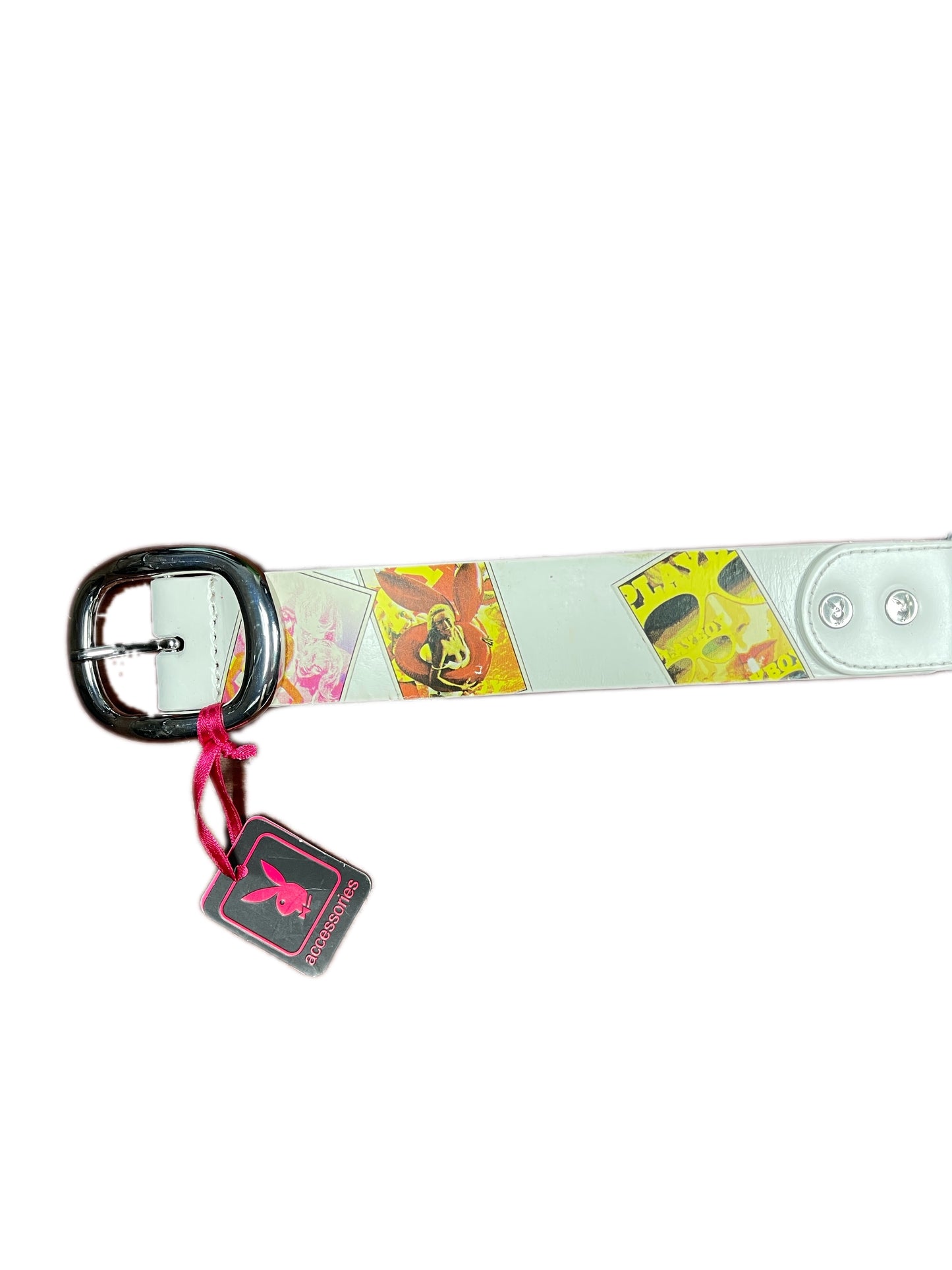 Y2k Playboy Leather Belt White 2004