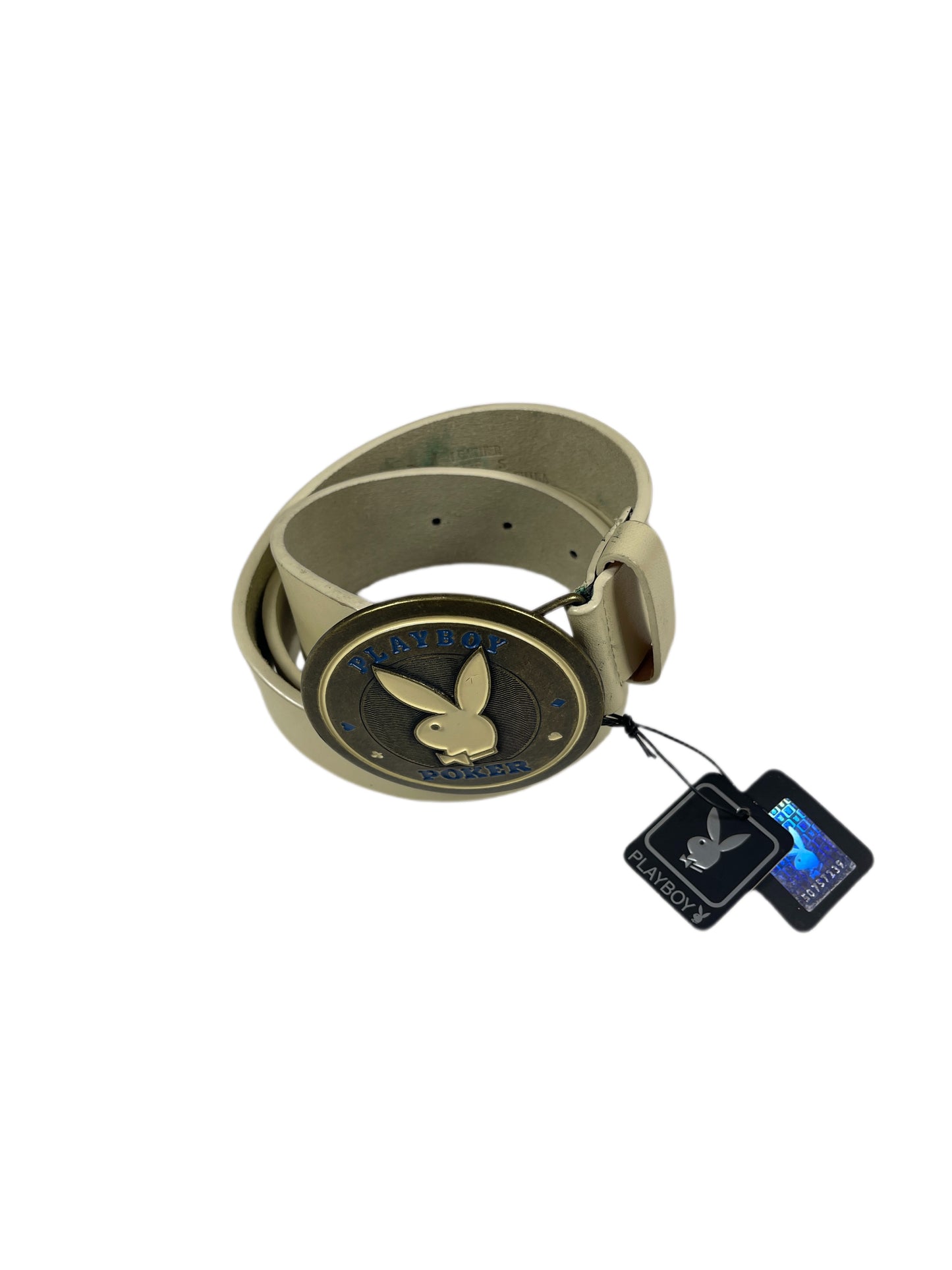 Y2k Playboy Leather Plug In Belt Beige 2004