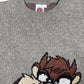 Vintage Warner Bros 2003 Looney Tunes Tasmanian Devil No Comment Knitted Sweatshirt Gray Brown - XL